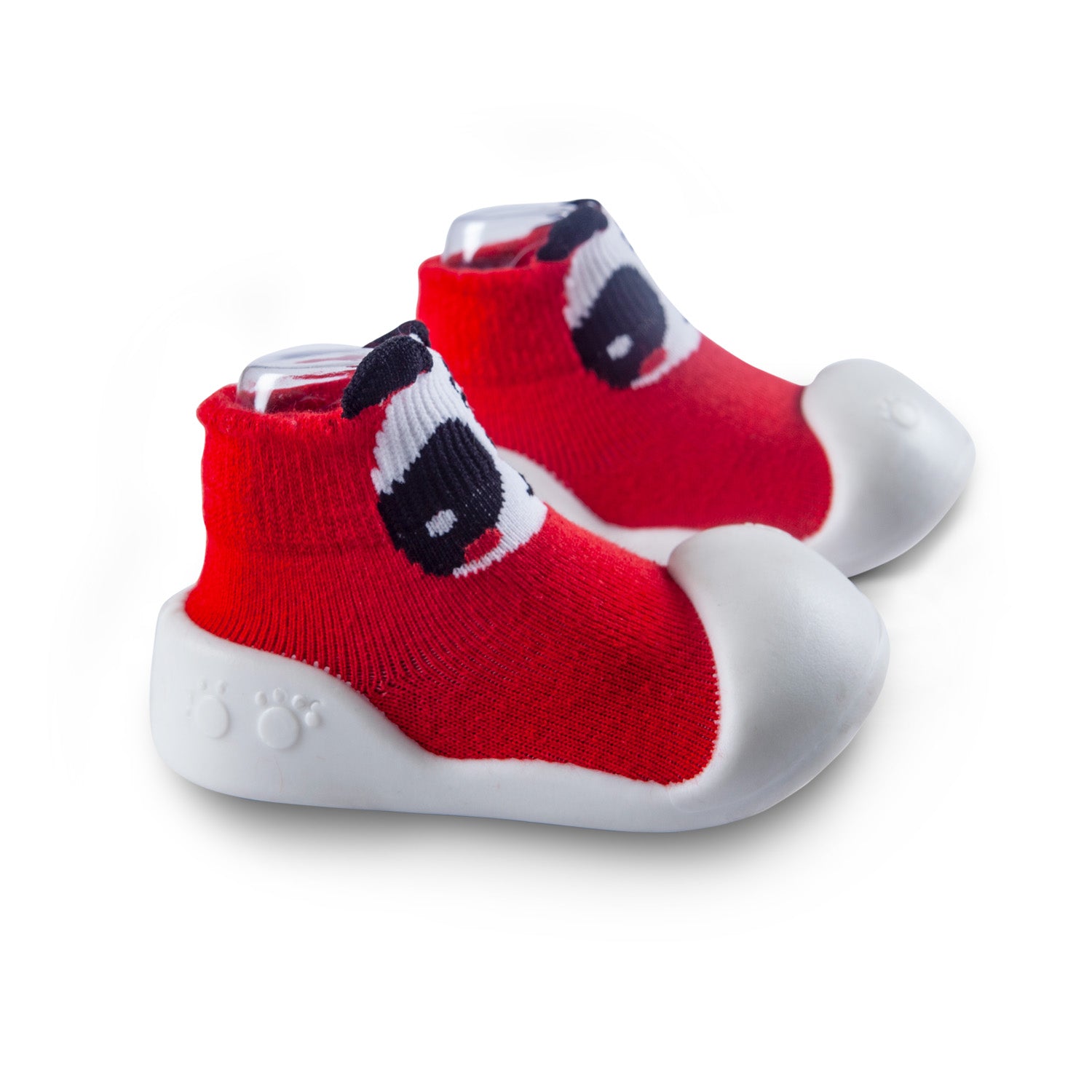 Newborn Anti-Skid Rubber Sole Slip-On Shoes Panda - Red - Baby Moo