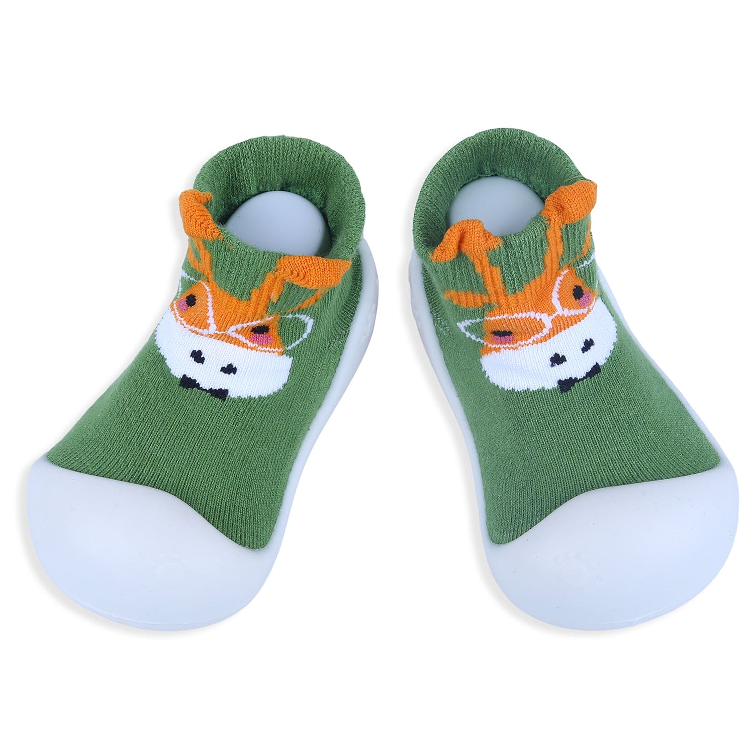 Baby Moo Cartoon Animal Rubber Comfortable Sole Slip-On Sock Shoes - Green - Baby Moo