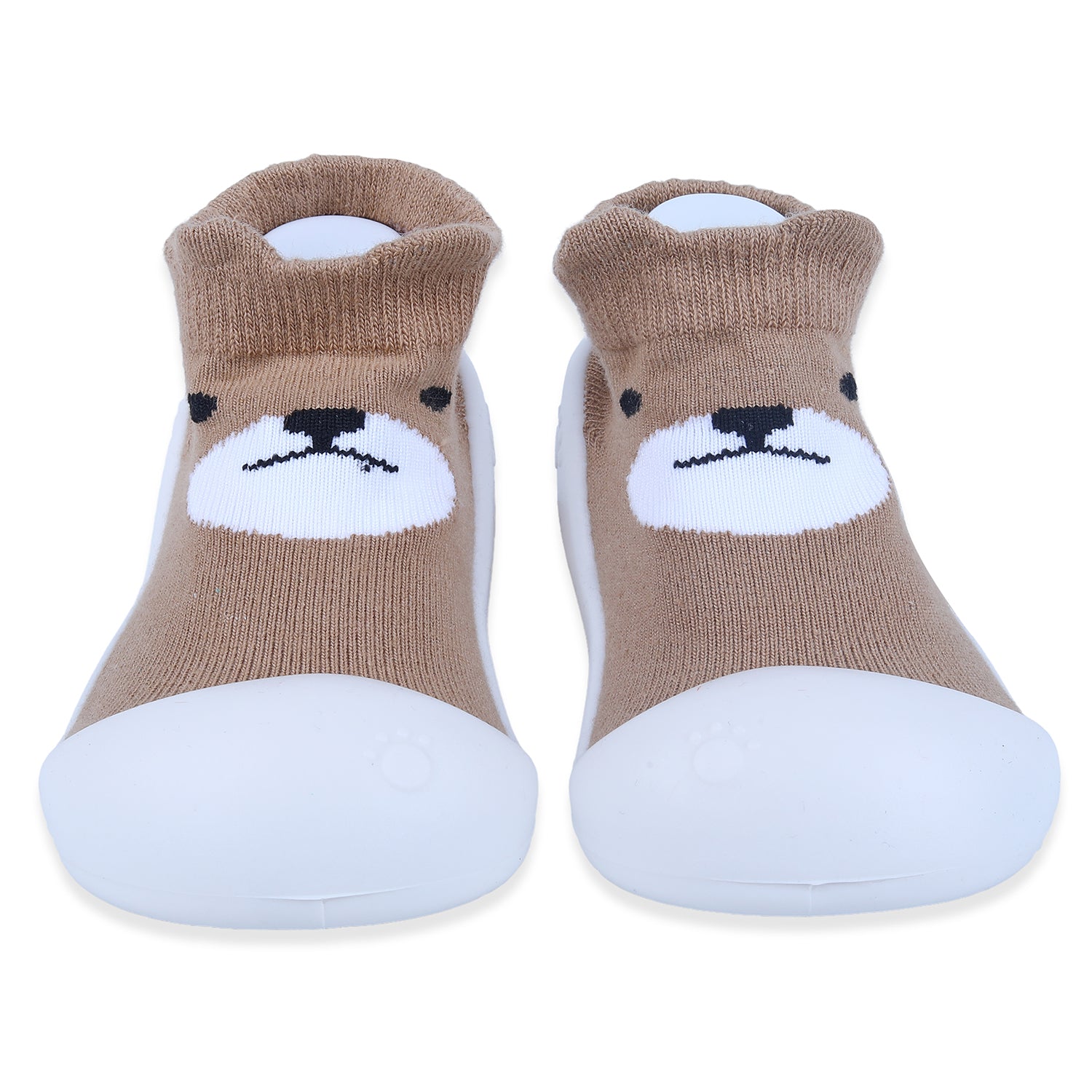 Baby Moo Cute Bear Rubber Comfortable Sole Slip-On Sock Shoes - Brown