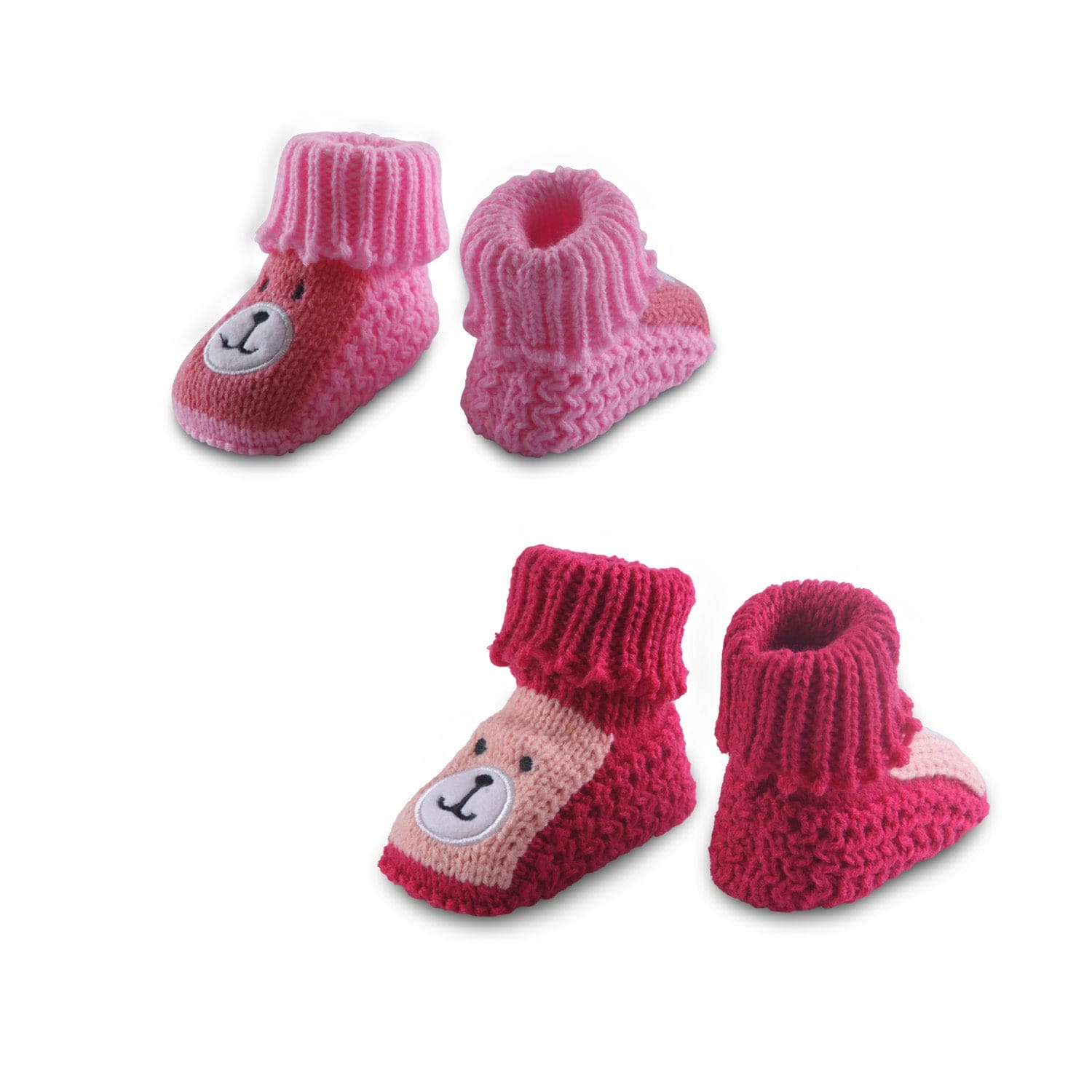 Newborn Crochet Woollen Booties Teddy - Red, Pink - Baby Moo