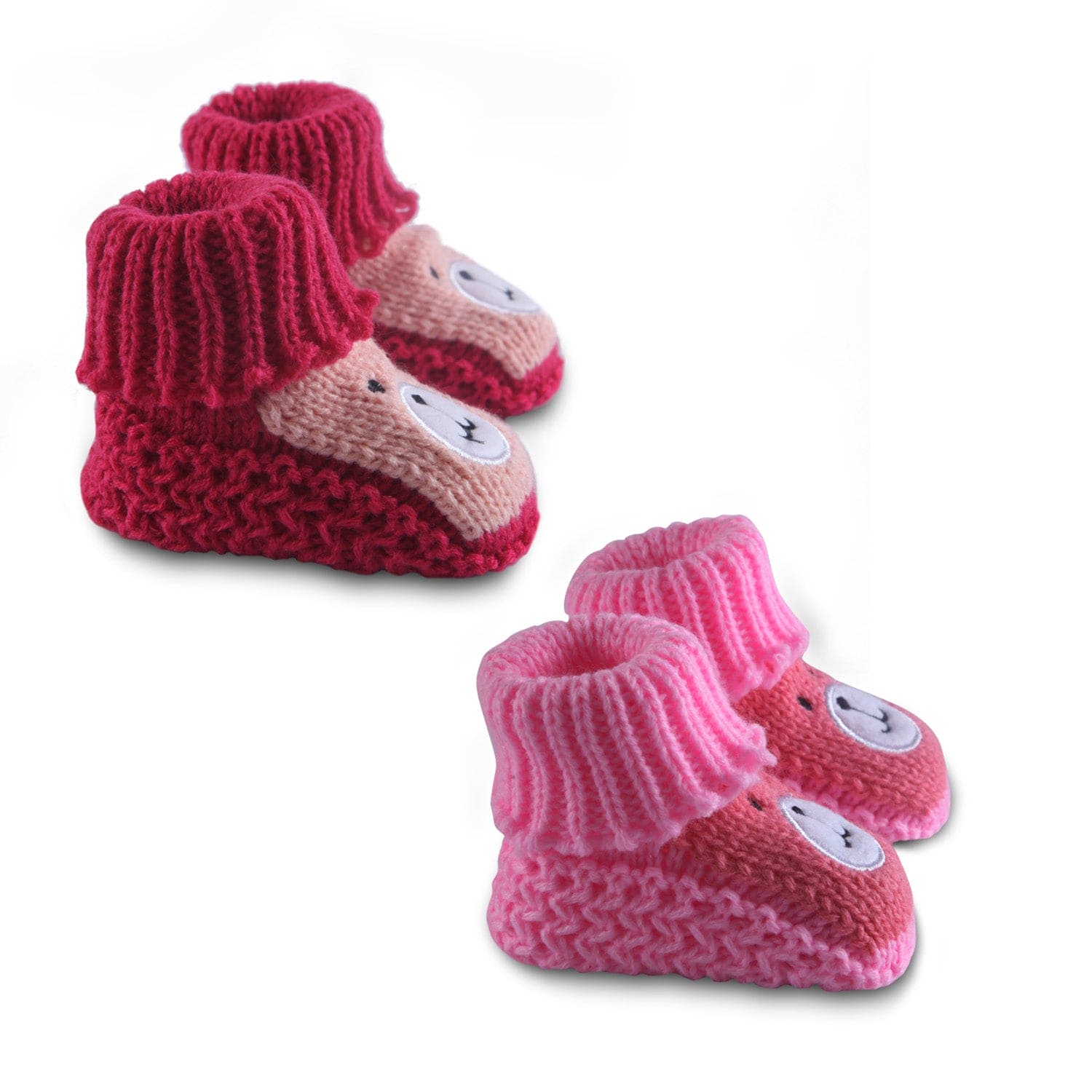 Newborn Crochet Woollen Booties Teddy - Red, Pink - Baby Moo