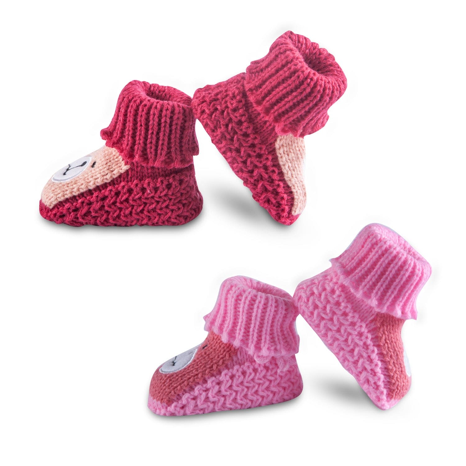 Newborn Crochet Woollen Booties Teddy - Red, Pink - Baby Moo