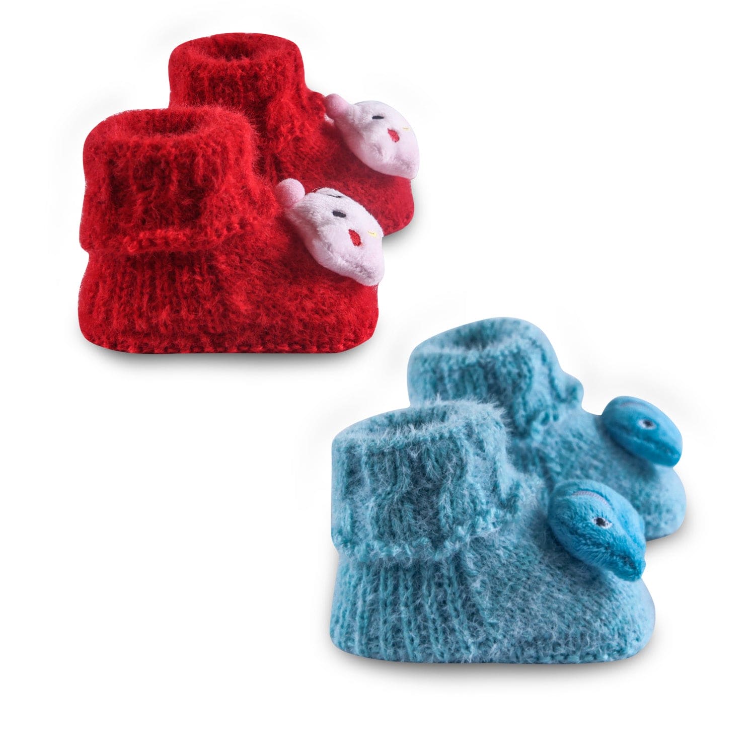 Newborn Crochet Woollen Booties Star Elephant - Blue, Red - Baby Moo