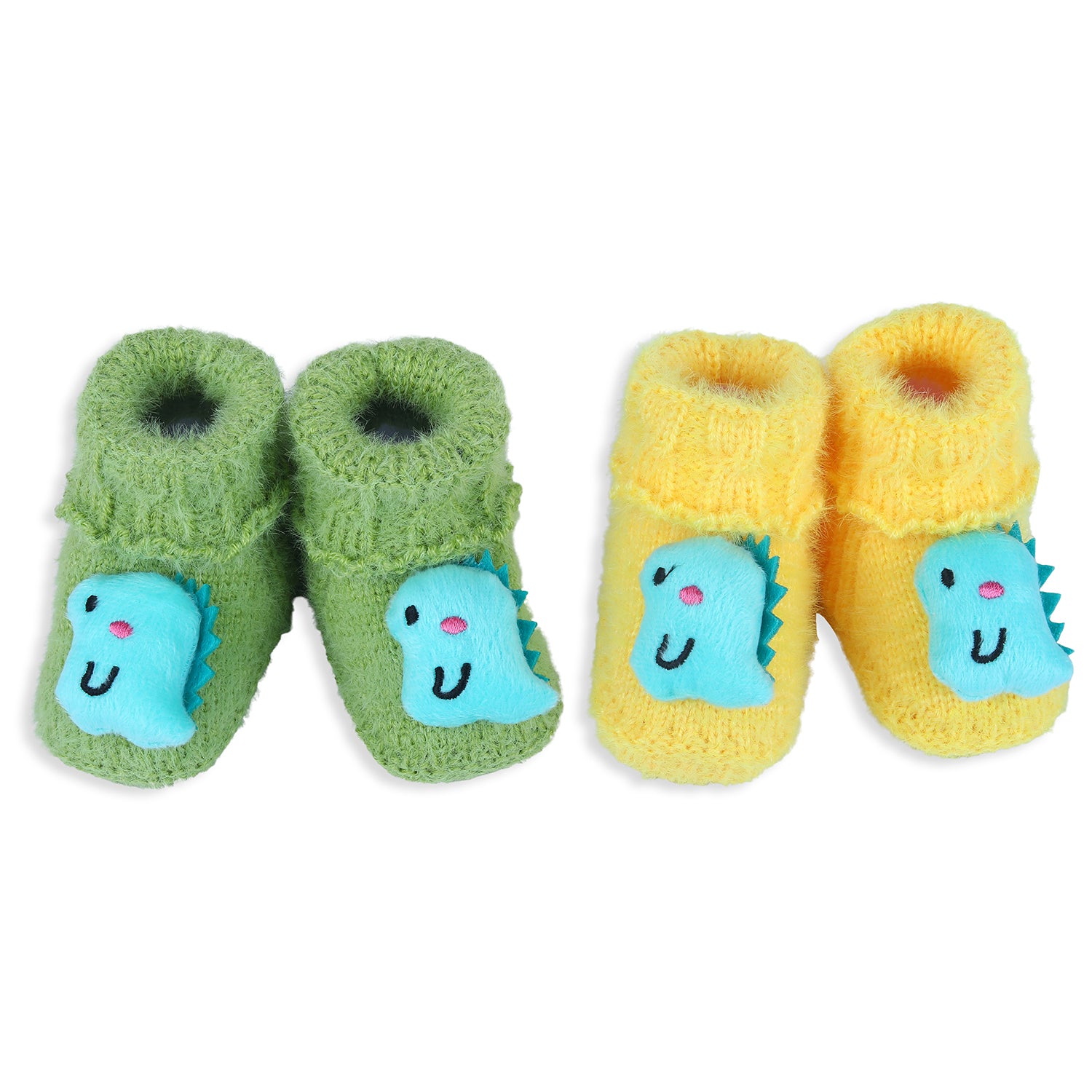 Baby Moo Dinosaur Crochet Woollen 3D Socks Booties - Green