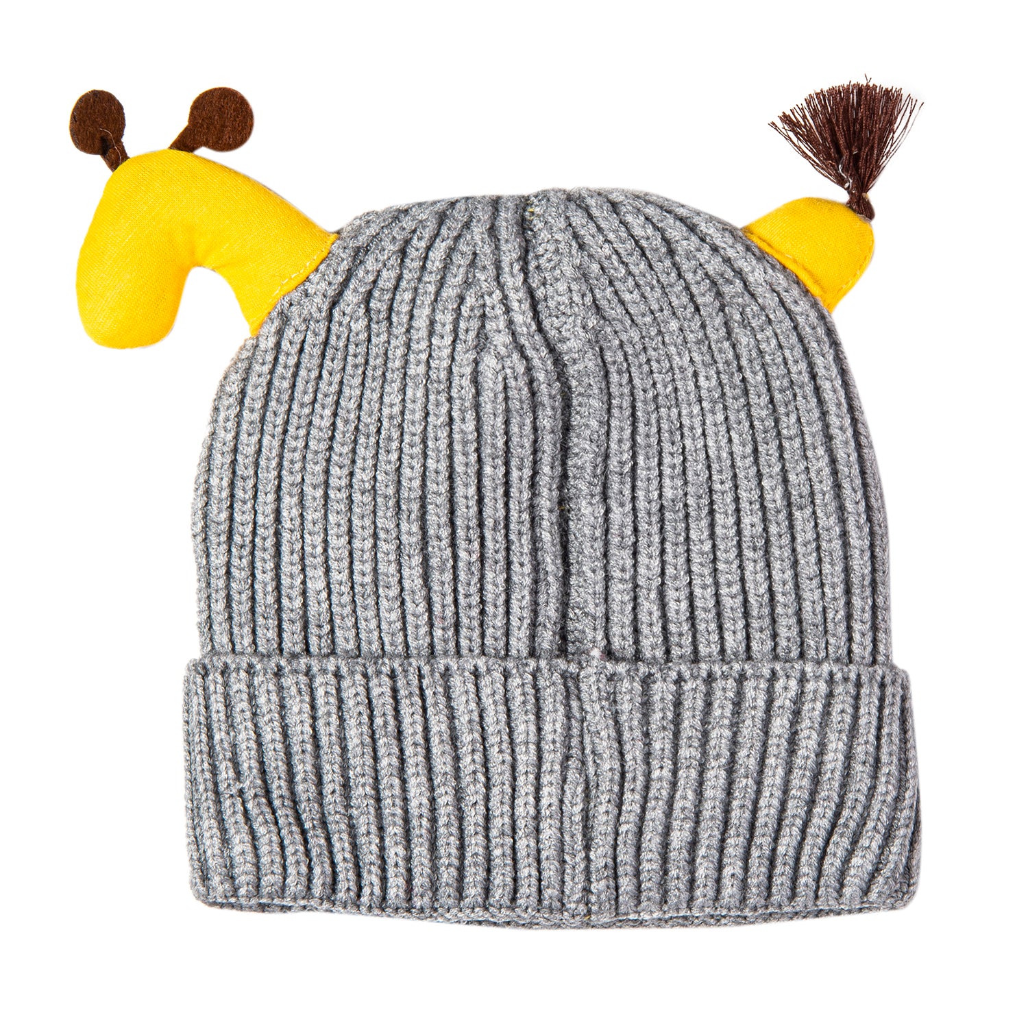 Knit Woollen Cap Winter Beanie 3D Reindeer Antler Grey - Baby Moo