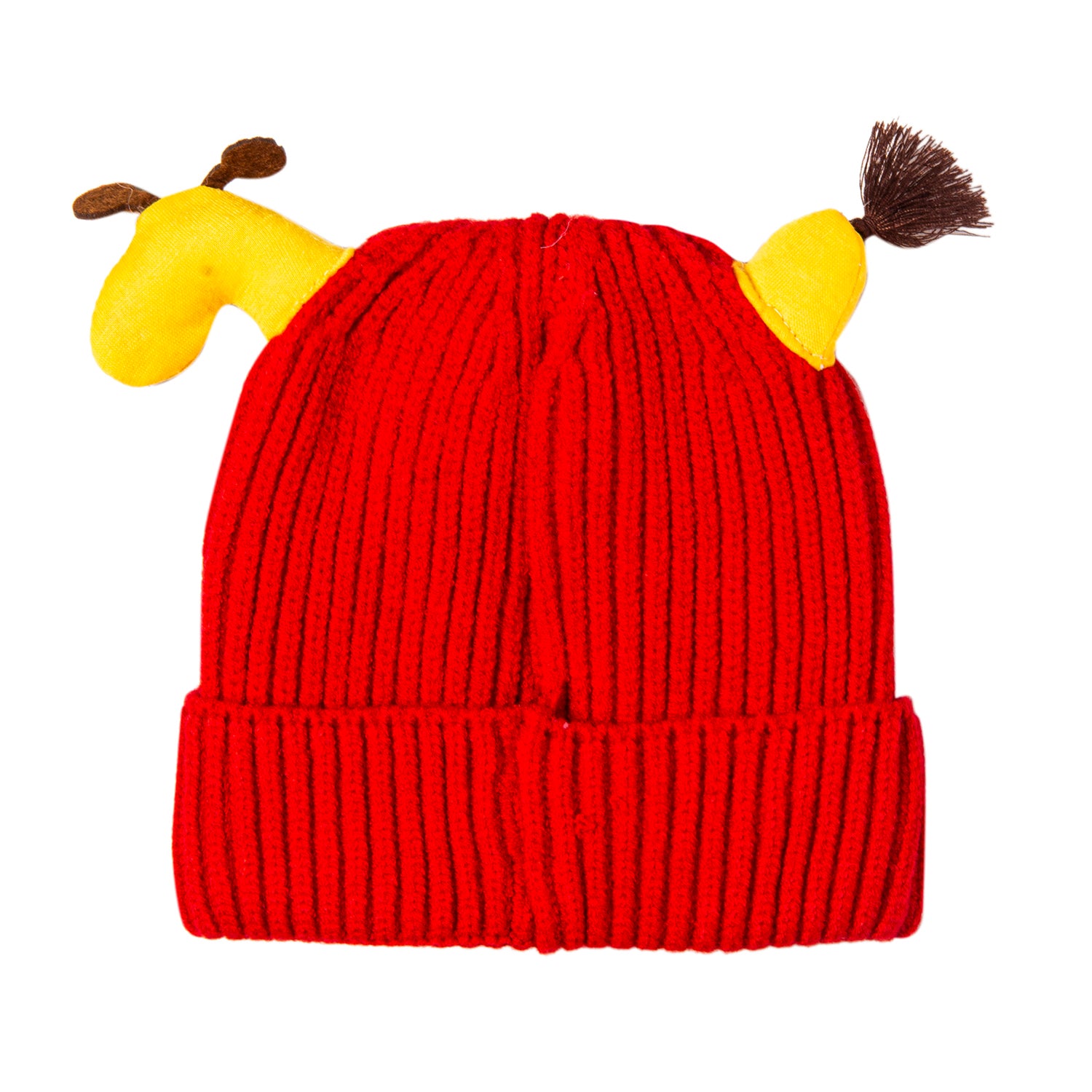 Knit Woollen Cap Winter Beanie 3D Reindeer Antler Red - Baby Moo