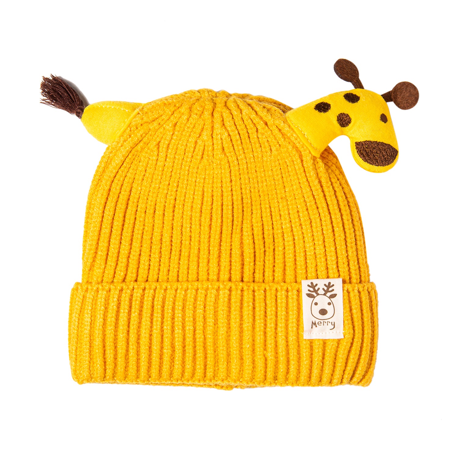 Knit Woollen Cap Winter Beanie 3D Reindeer Antler Yellow - Baby Moo