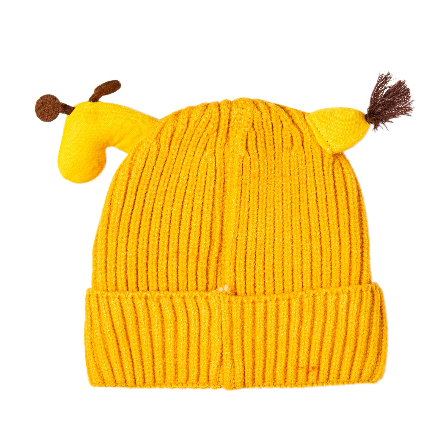 Knit Woollen Cap Winter Beanie 3D Reindeer Antler Yellow - Baby Moo