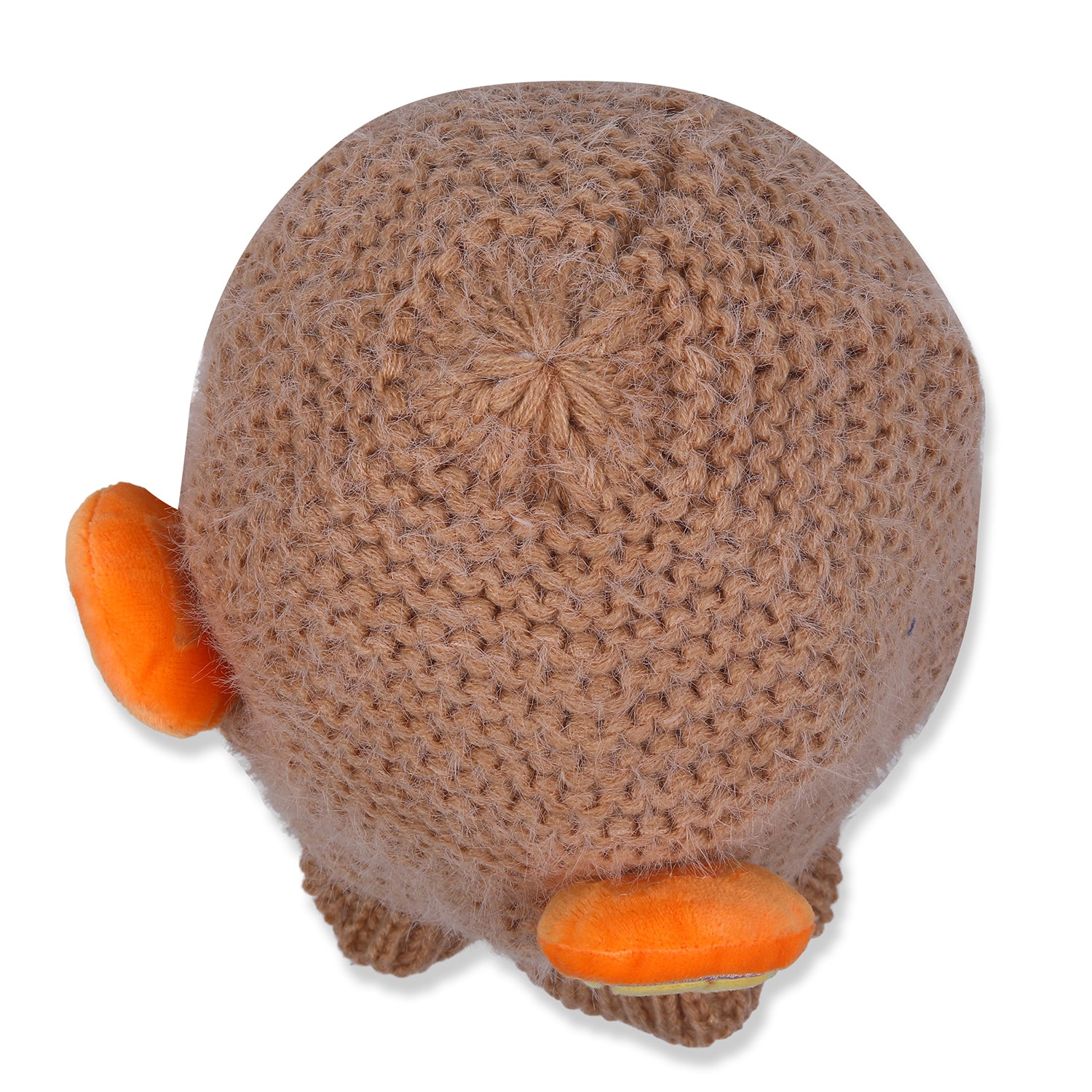 Baby Moo 3D Orange Ear With Tie Knot For Ear Cover Knitted Woolen Cap - Brown