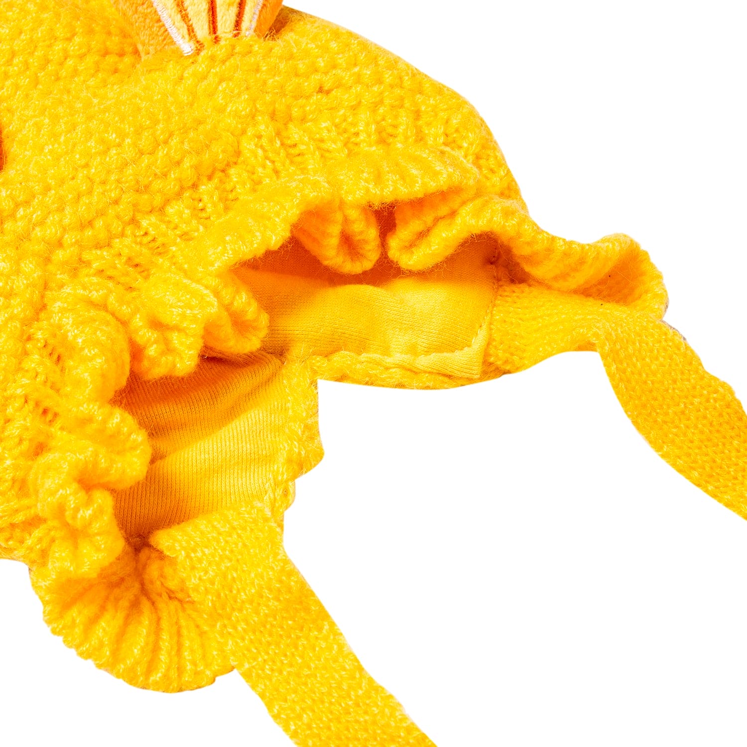 Knit Woollen Cap With Tie Knot For Ear Cover Citrus Yellow - Baby Moo