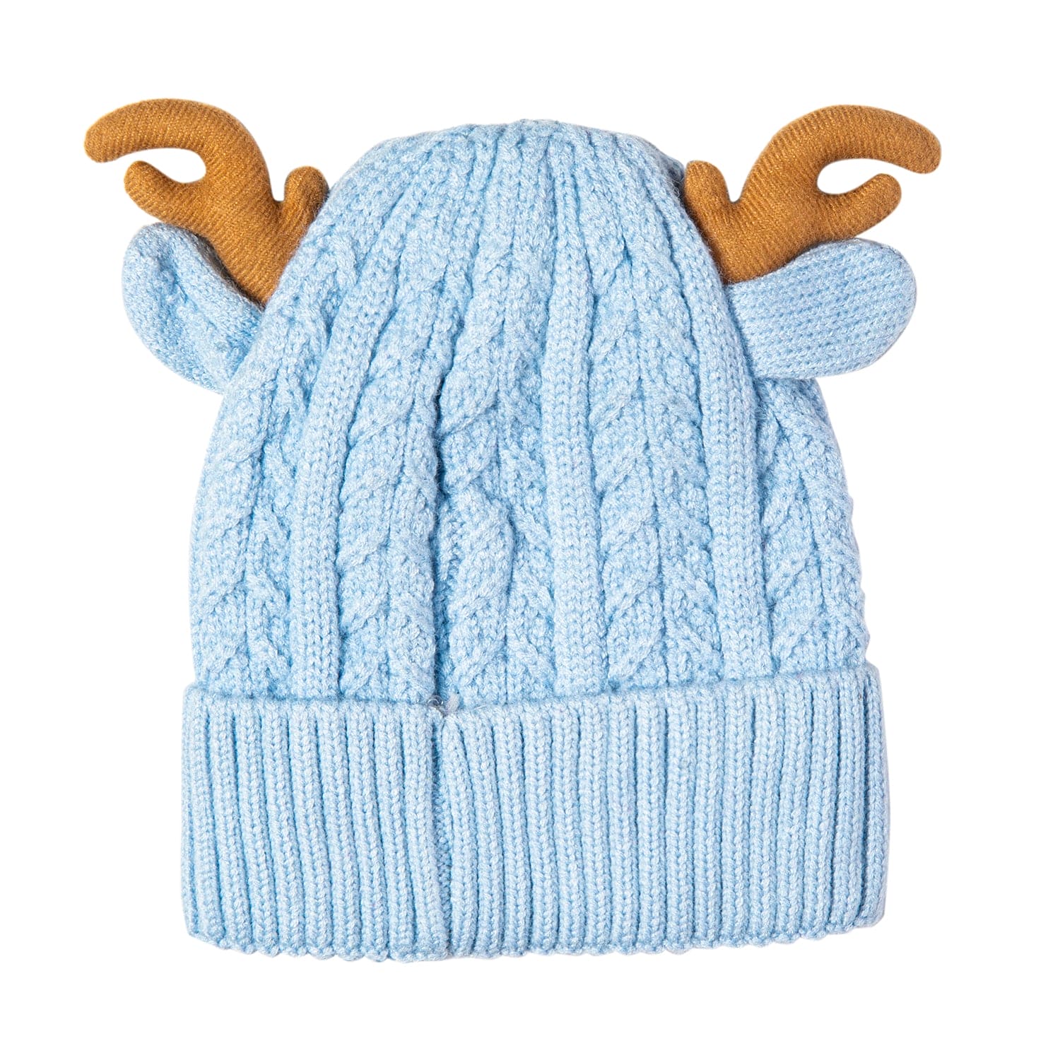 Knit Woollen Cap 3D Alphabet Antler Blue - Baby Moo