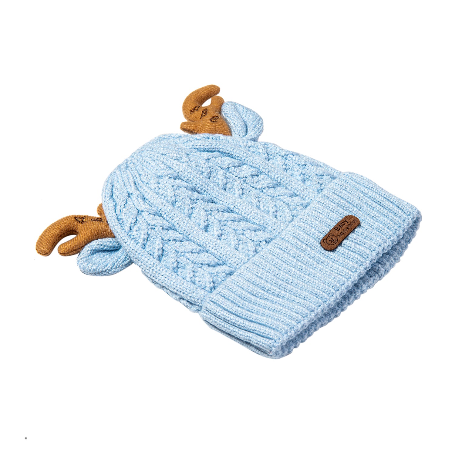 Knit Woollen Cap 3D Alphabet Antler Blue - Baby Moo