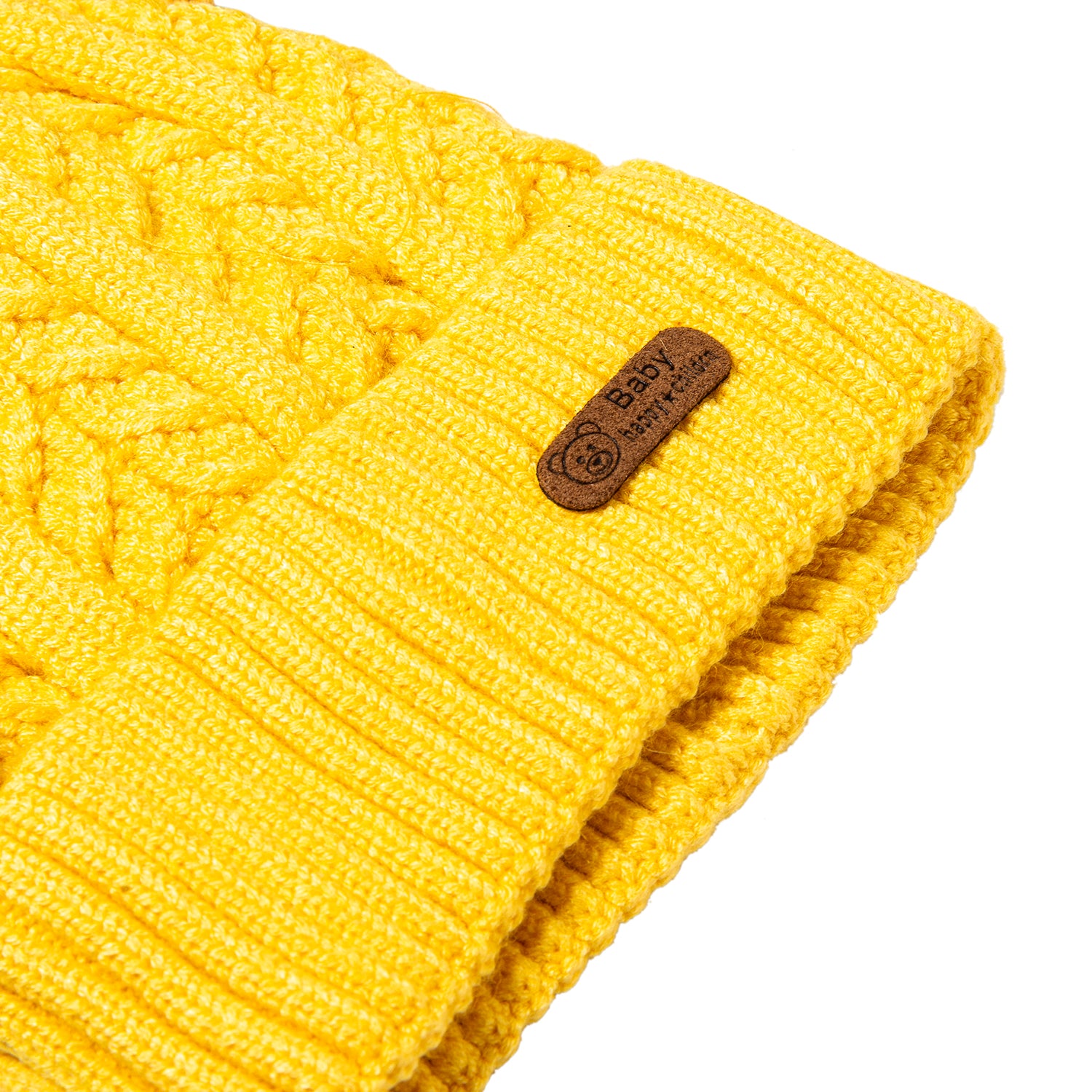 Knit Woollen Cap 3D Alphabet Antler Yellow