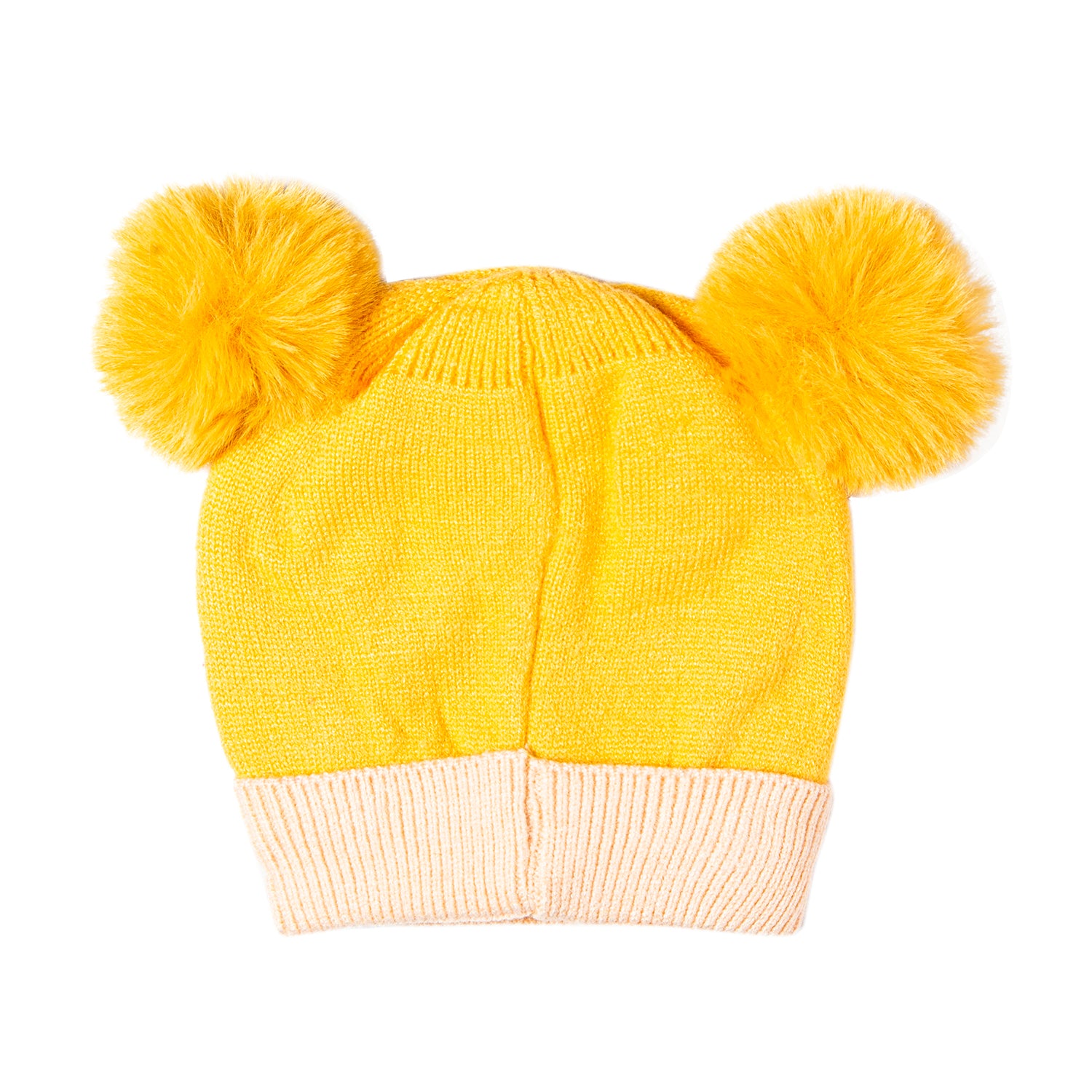 Knit Woollen Cap Pom Pom Bear Yellow - Baby Moo