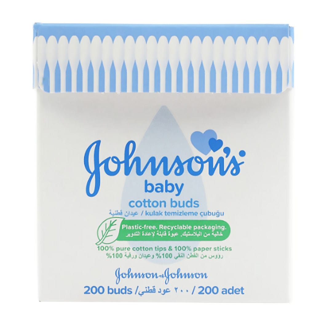 Johnson's Baby Recyclable Cotton Buds 100% Pure Cotton Tips - 200 pcs - Baby Moo