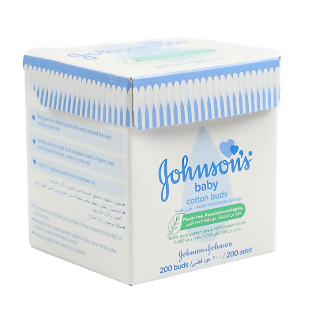 Johnson's Baby Recyclable Cotton Buds 100% Pure Cotton Tips - 200 pcs - Baby Moo
