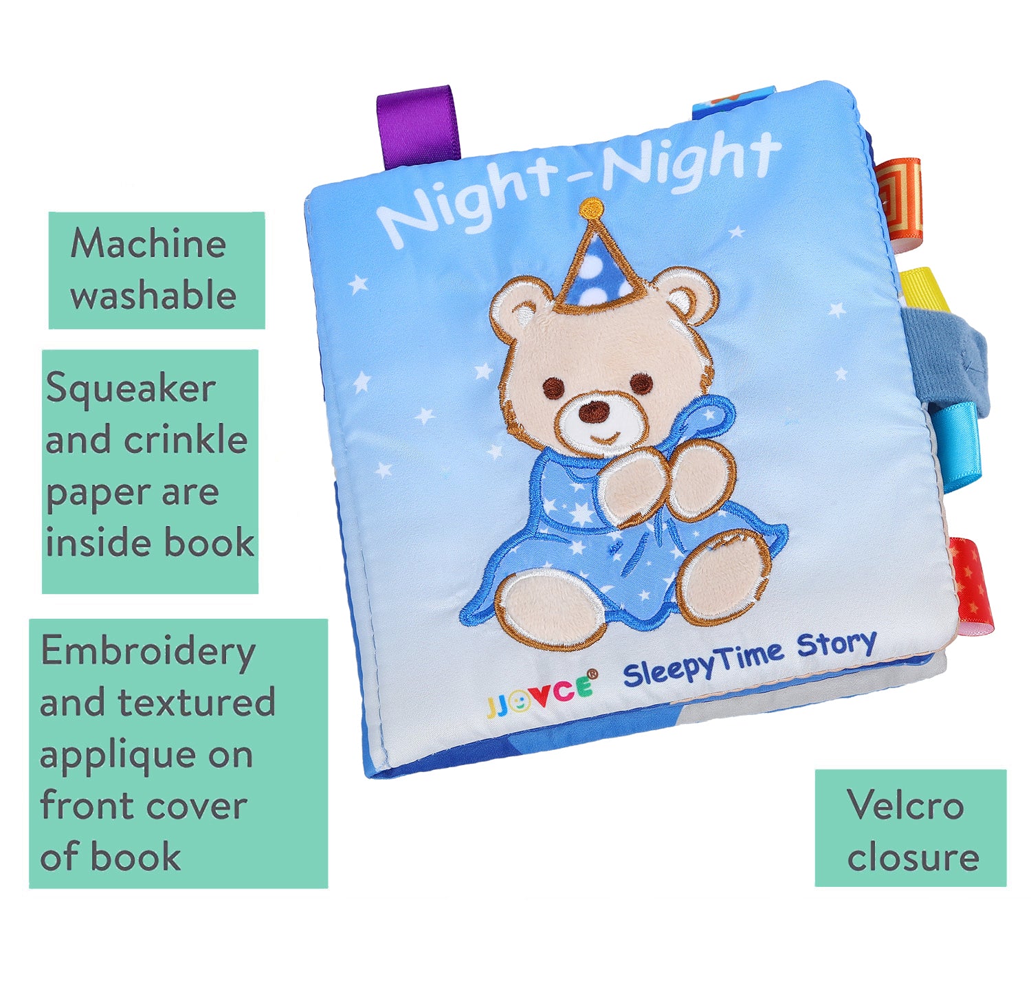 Sleepy Time Educational Learning 3D Cloth Book With Rustle Paper - Multicolour - Baby Moo