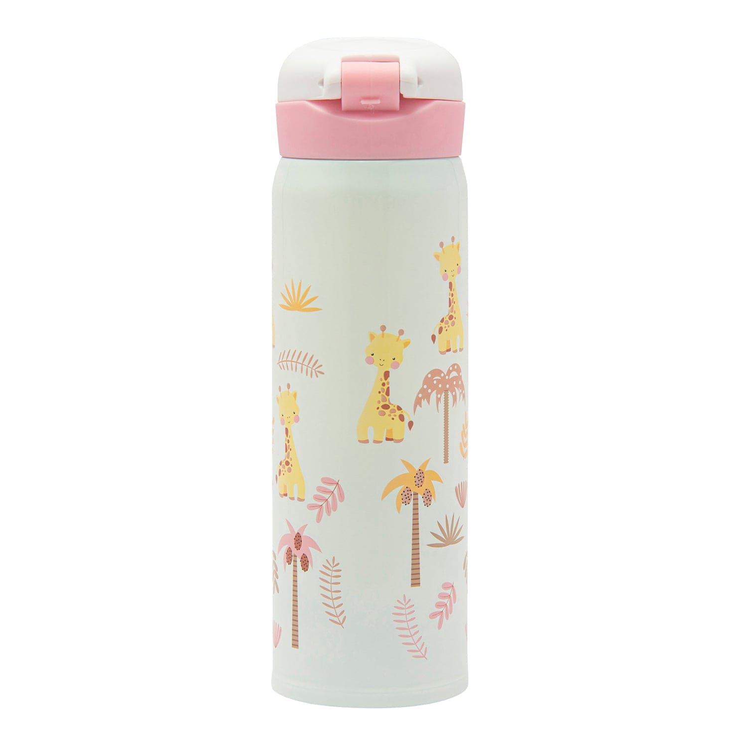 Giraffes in the Wild Pink 500 ml Stainless Steel Flask - Baby Moo