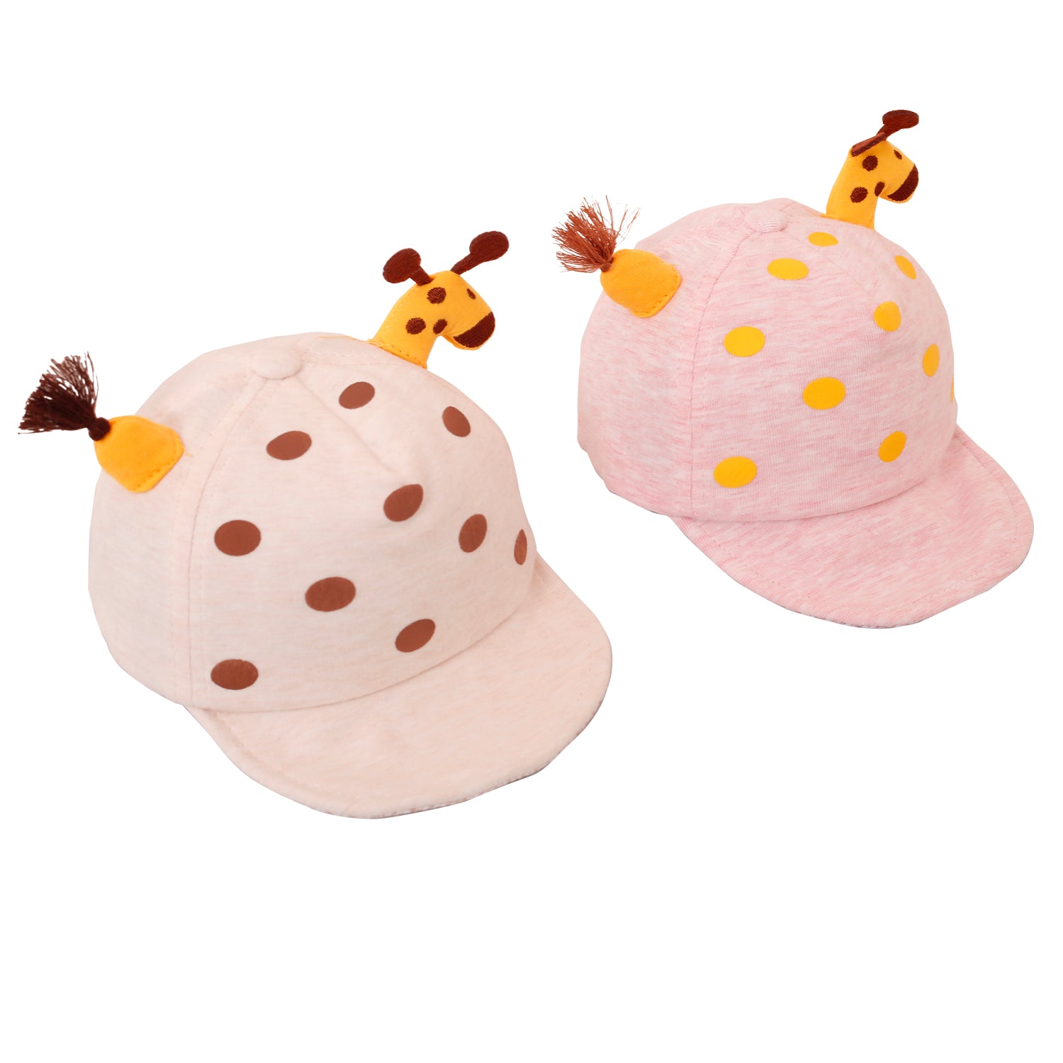 Giraffe Cream And Pink 2 Pk Cap - Baby Moo