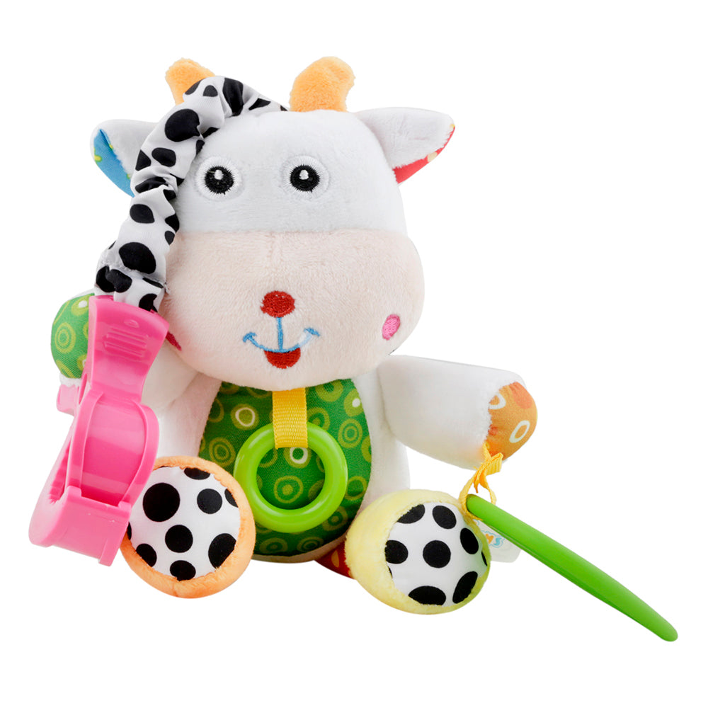 Calf White Pulling Toy With Teether - Baby Moo