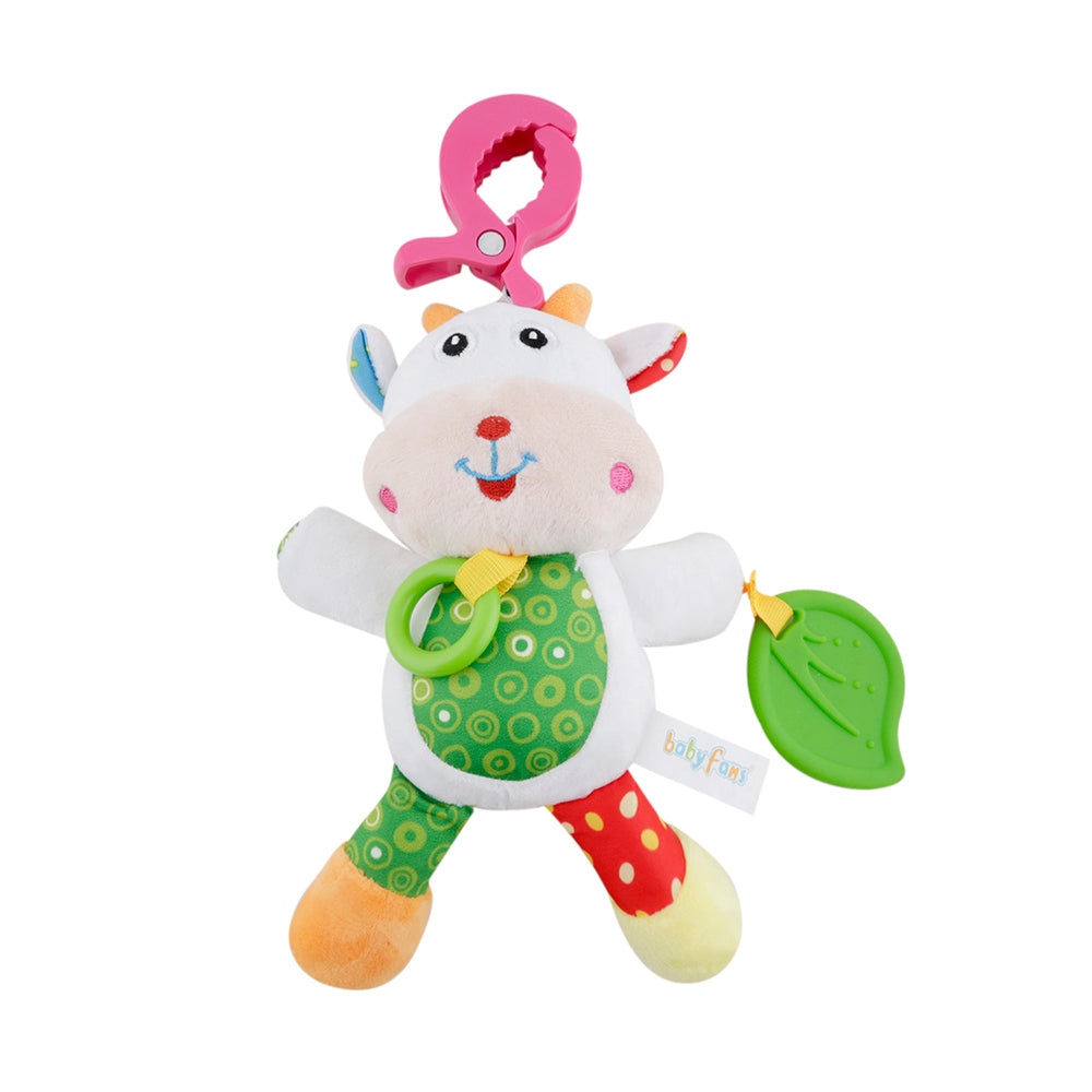 Calf White Pulling Toy With Teether - Baby Moo