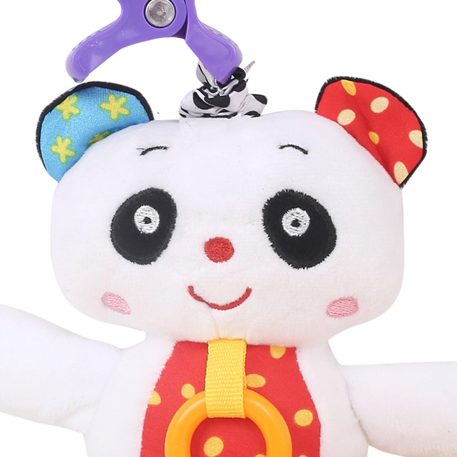 Smiley Panda White Hanging Pulling Toy With Teether - Baby Moo