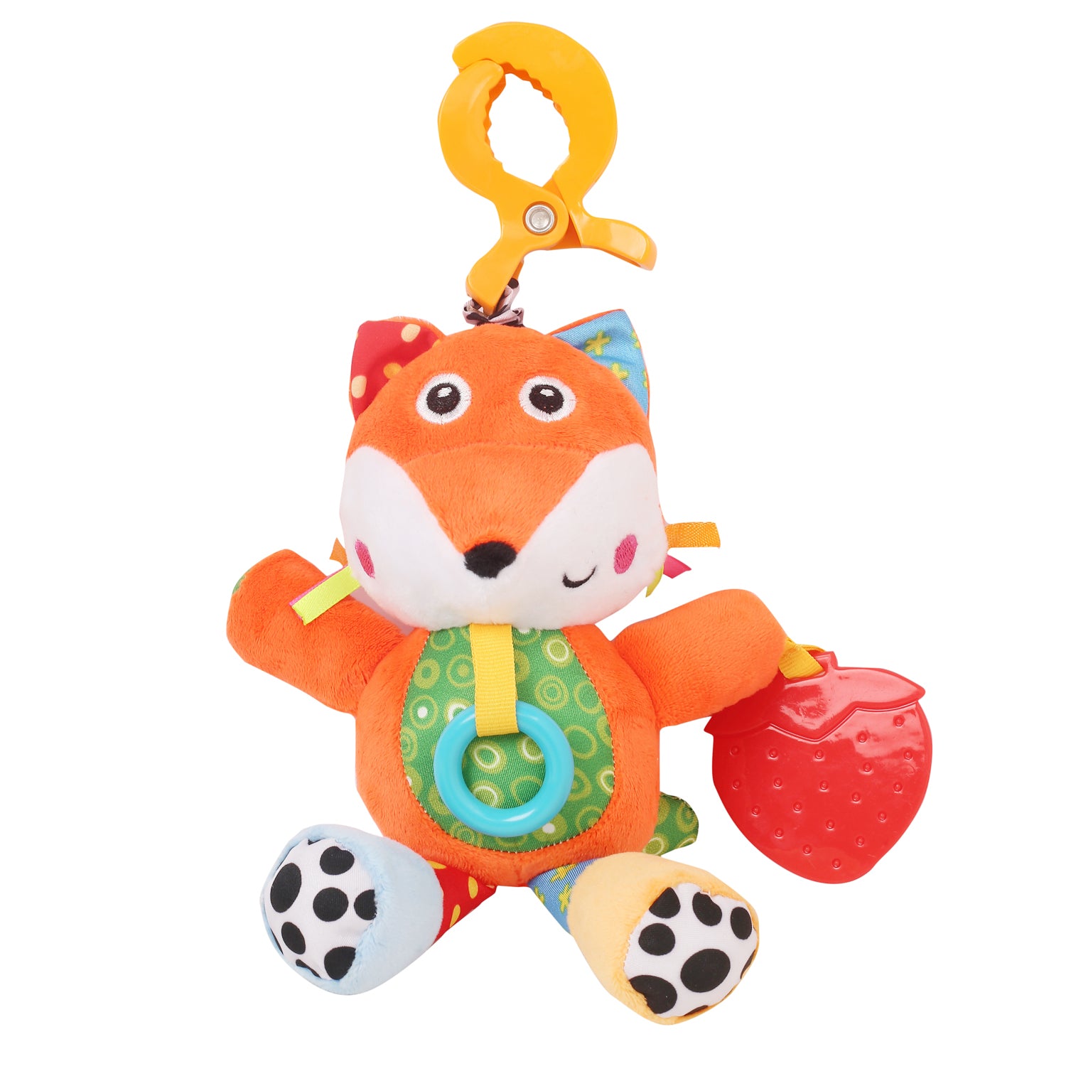 Smart Fox Orange Hanging Pulling Toy With Teether - Baby Moo