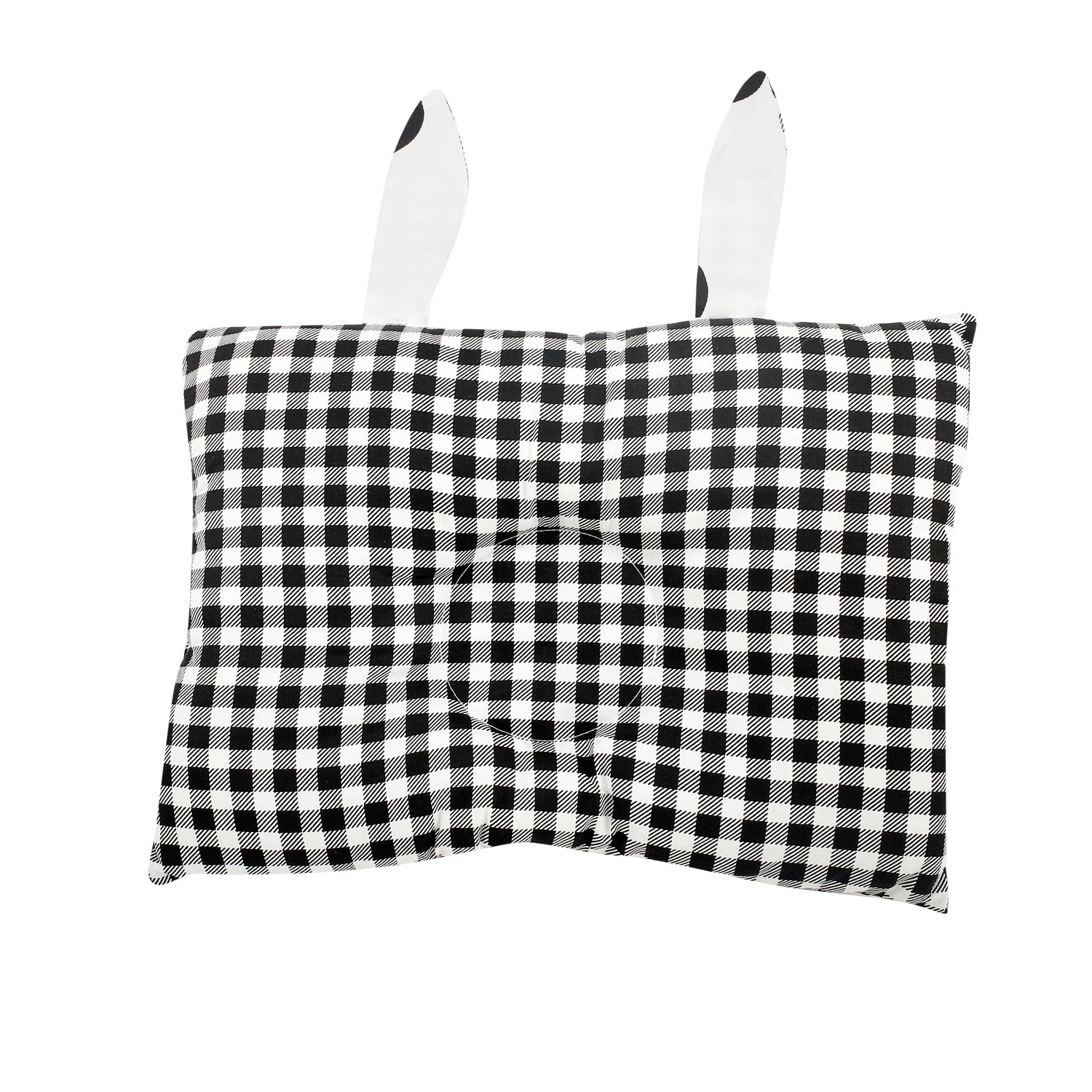 Polka And Plaid Black Dot Double Sided Pillow