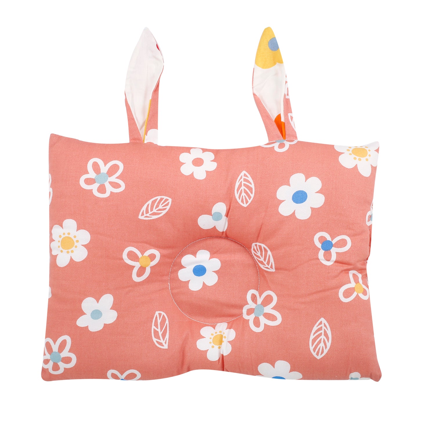 Floral Peach, White Double Sided Pillow - Baby Moo