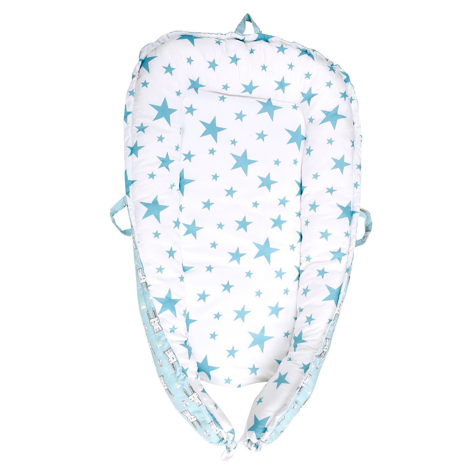 Baby Bed Cum Carry Nest Star And Rabbit Blue - Baby Moo