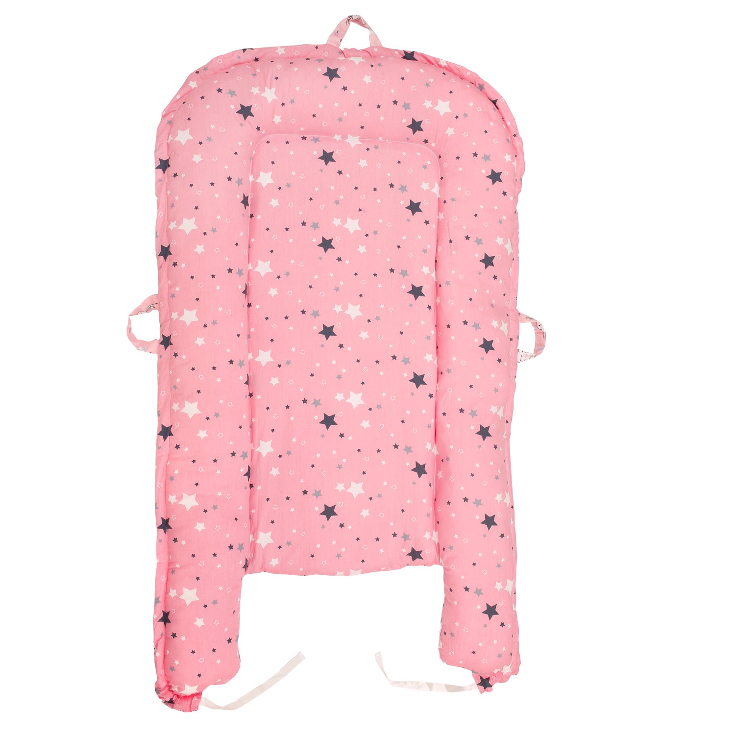 Baby Bed Cum Carry Nest Star And Rabbit Pink - Baby Moo