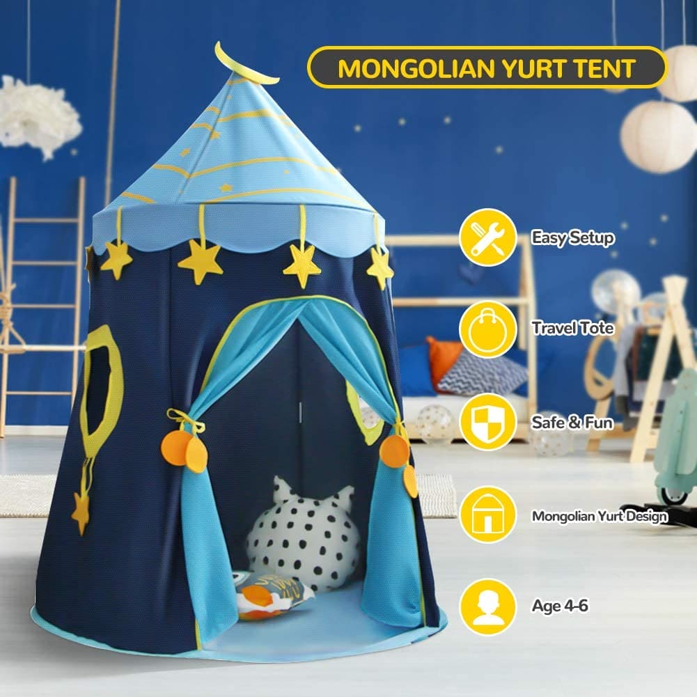 Playtime Foldable Tent House Starry Night - Blue - Baby Moo