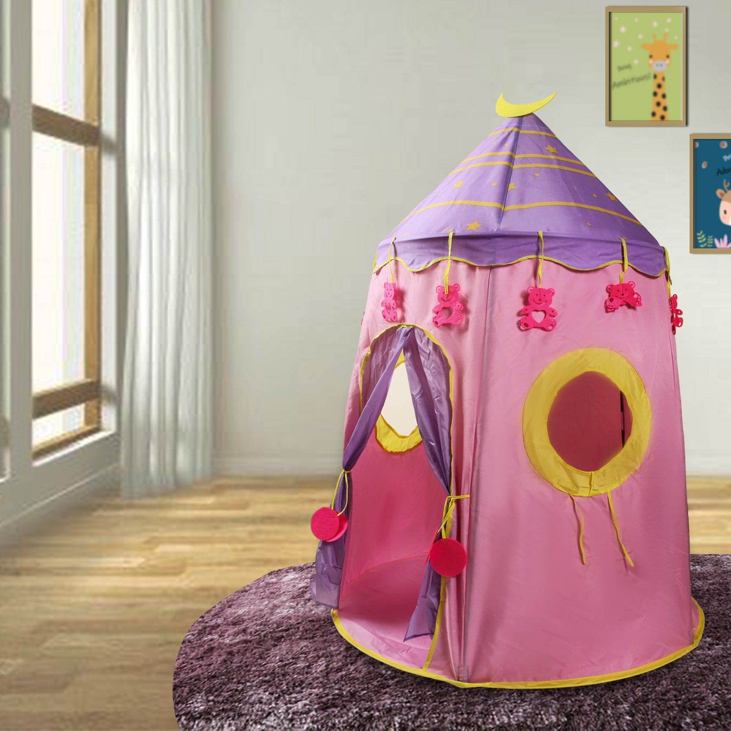 Playtime Foldable Tent House Star Teddy - Pink - Baby Moo