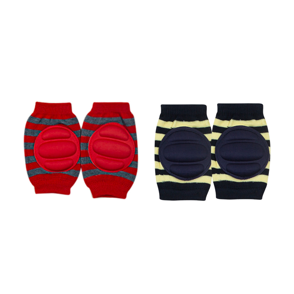 Striped Red, Black 2 Pk Baby Cushioned Kneepad - Baby Moo
