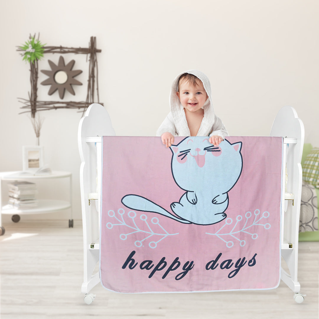 Kitty Pink Big Baby Medium Muslin Blanket - Baby Moo
