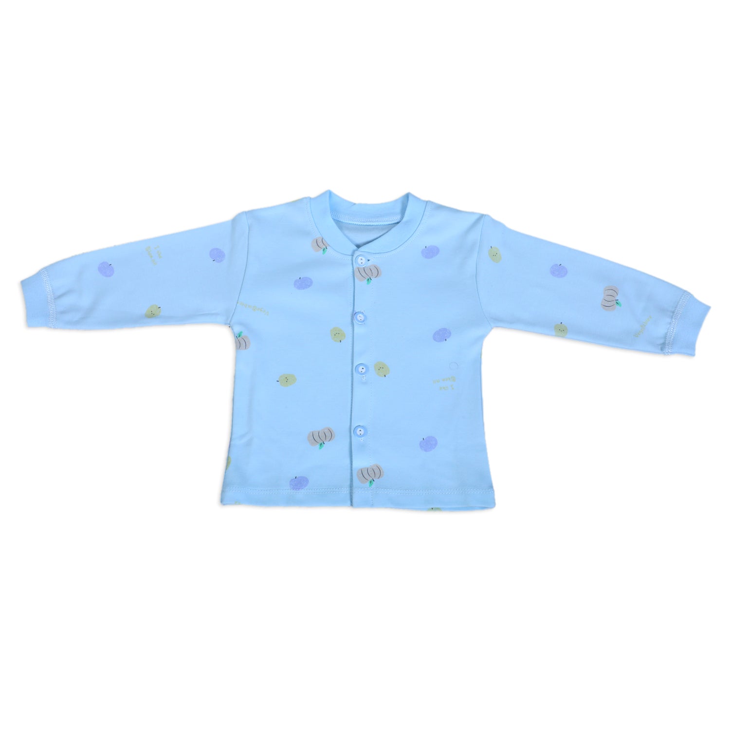 Fruitilicious Full Sleeves 2 Piece Buttoned Pyjama Set Night Suit - Blue - Baby Moo