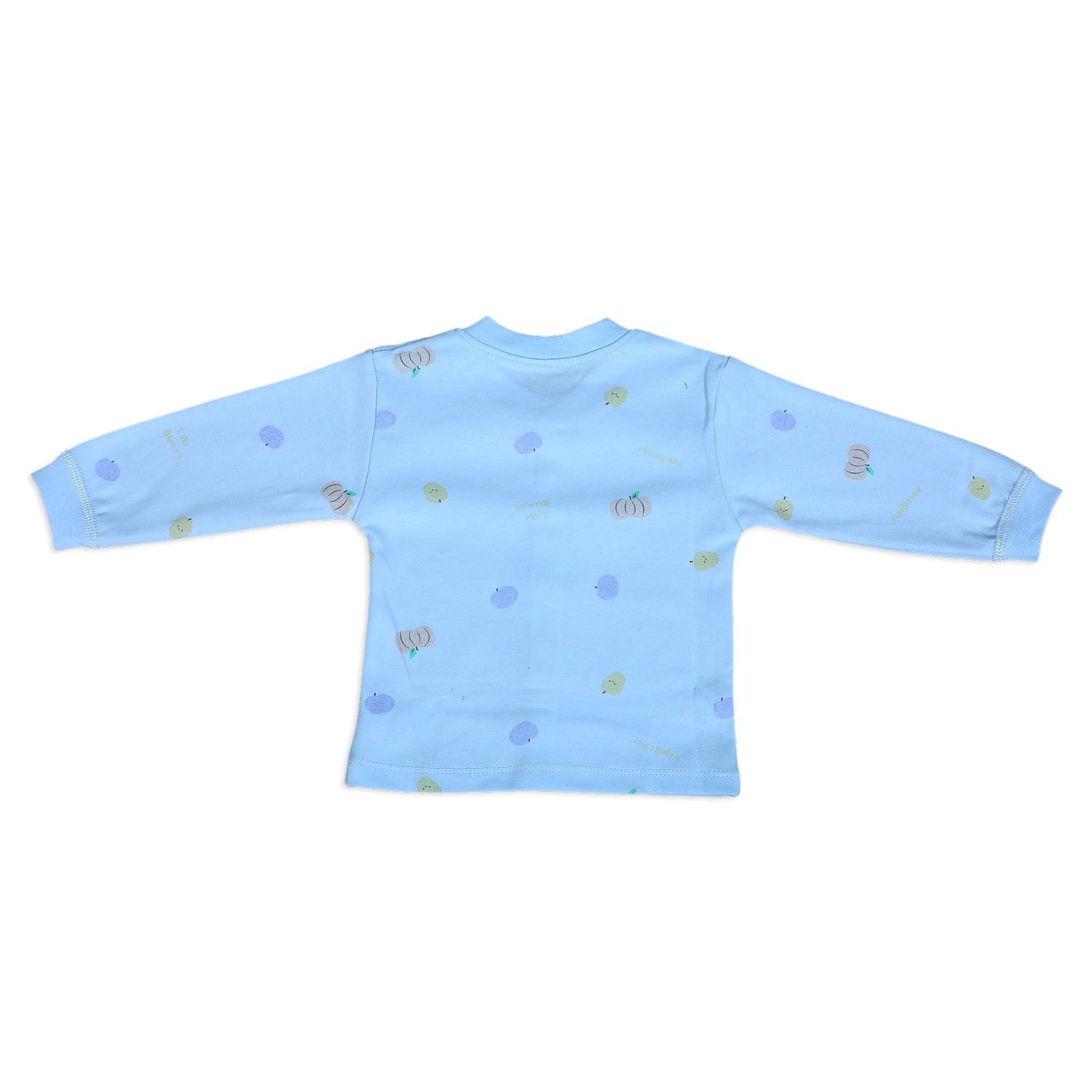Fruitilicious Full Sleeves 2 Piece Buttoned Pyjama Set Night Suit - Blue - Baby Moo
