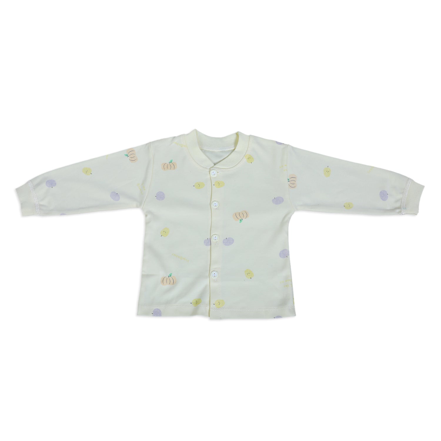 Fruitilicious Full Sleeves 2 Piece Buttoned Pyjama Set Night Suit - Yellow - Baby Moo