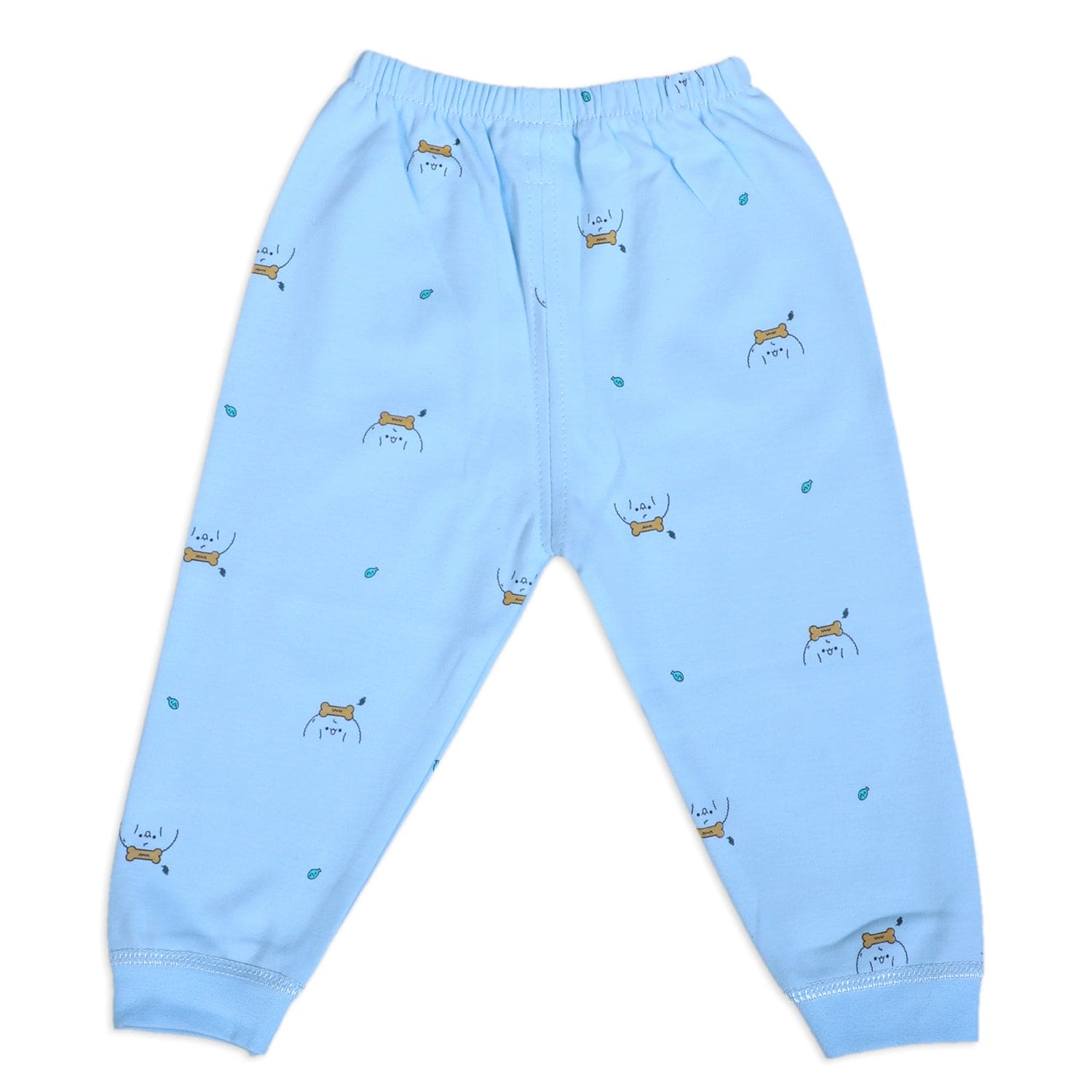 Puppy Face Full Sleeves 2 Piece Buttoned Pyjama Set Night Suit - Blue - Baby Moo