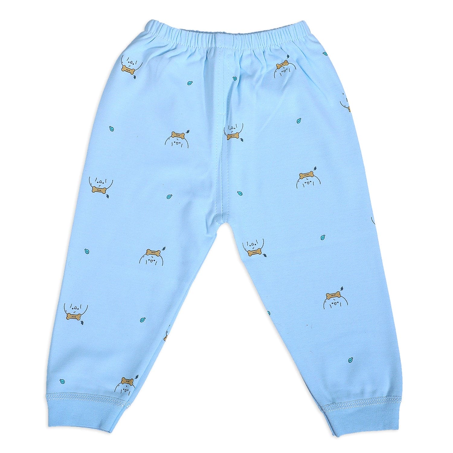 Puppy Face Full Sleeves 2 Piece Buttoned Pyjama Set Night Suit - Blue - Baby Moo