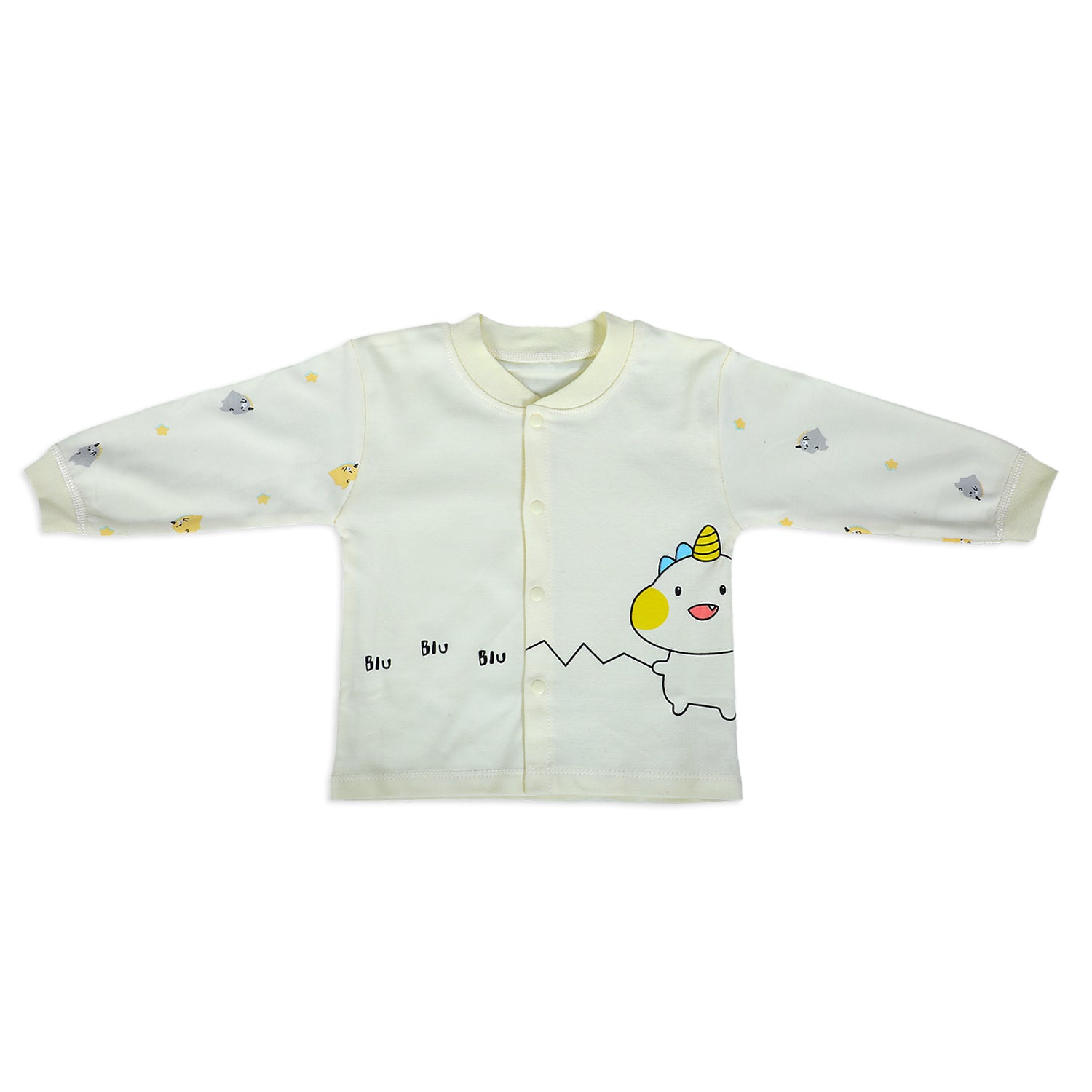 Unicorn Full Sleeves 2 Piece Buttoned Pyjama Set Night Suit - Yellow - Baby Moo