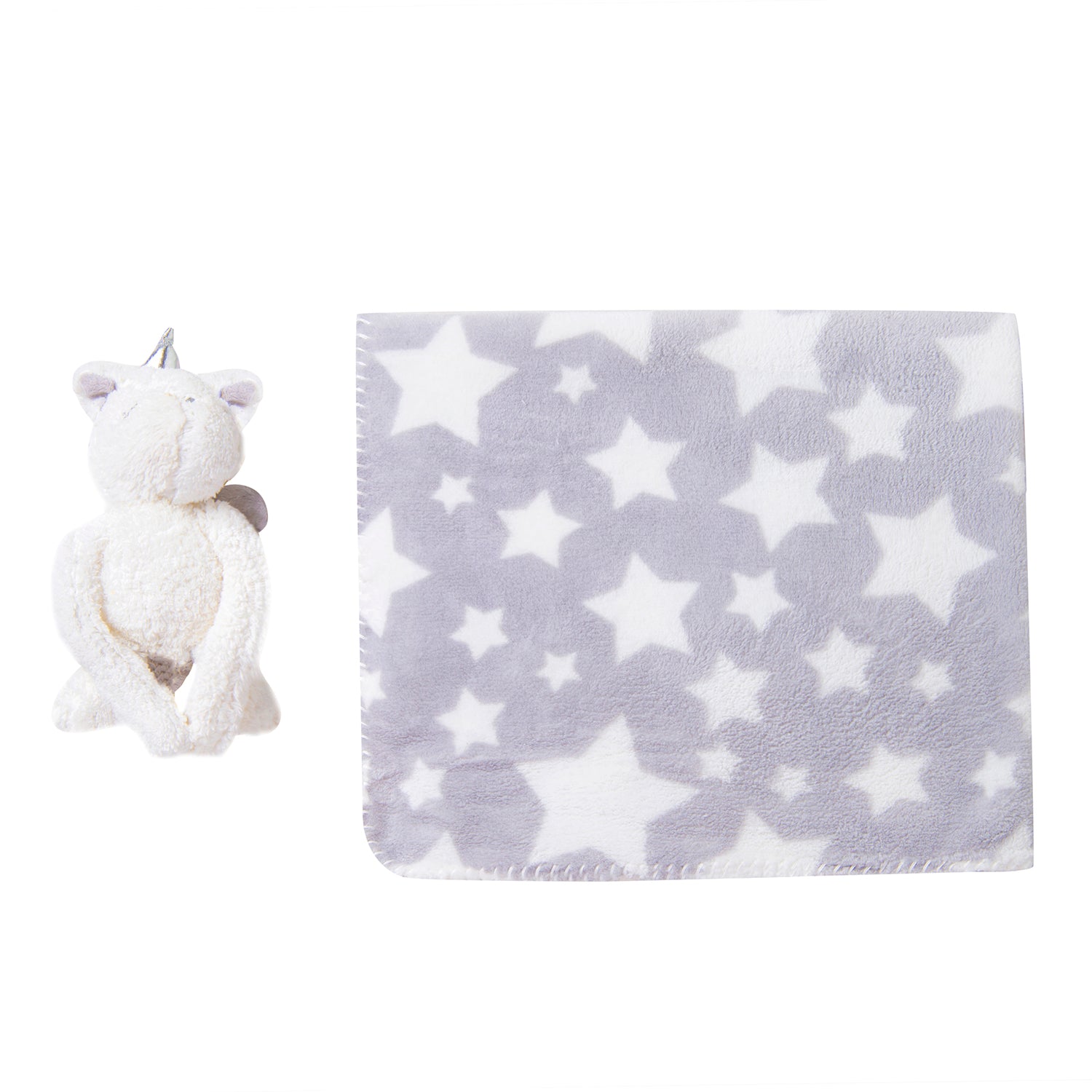 Star Unicorn Soft Cozy Plush Toy Blanket Grey - Baby Moo