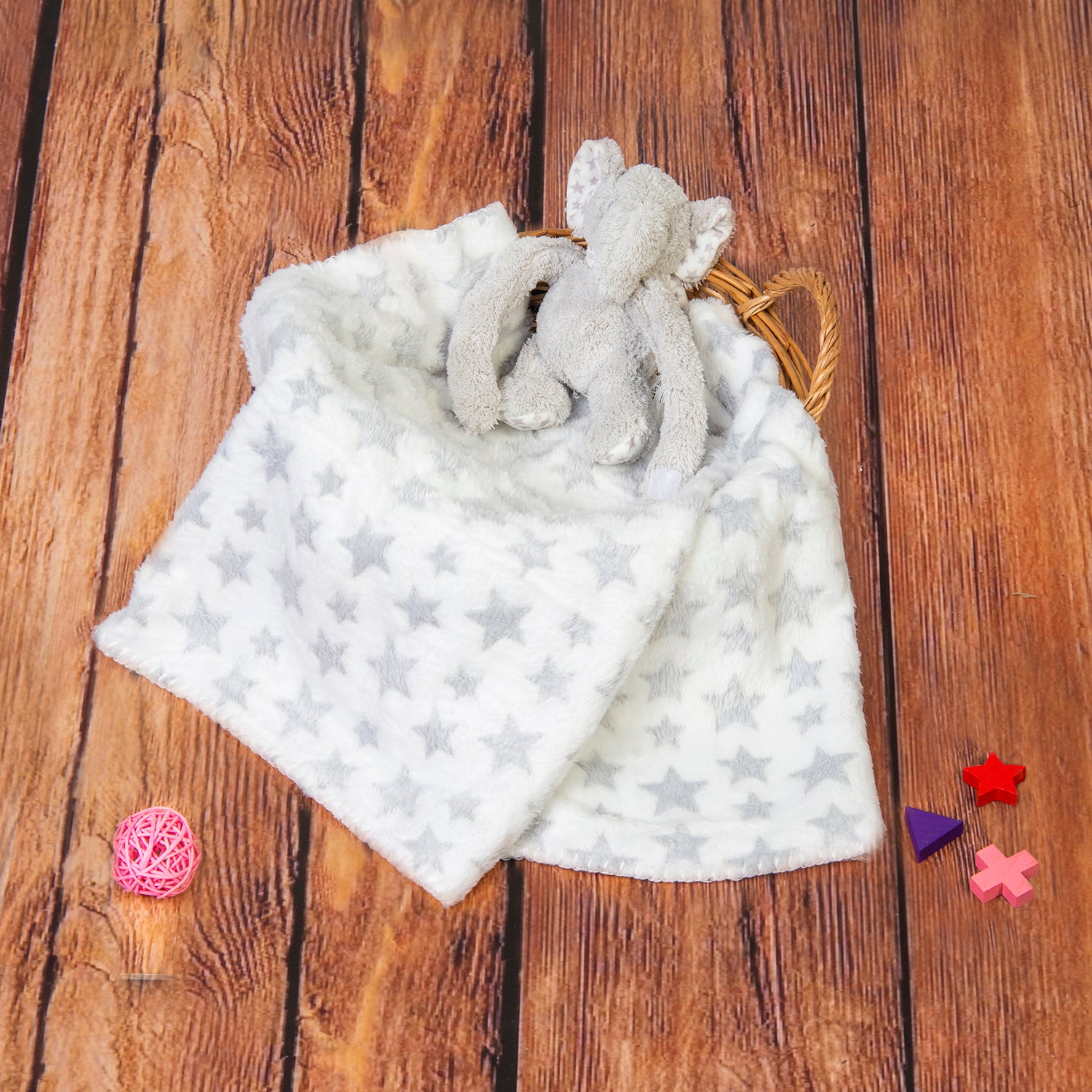 Star Elephant Soft Cozy Plush Toy Blanket Grey - Baby Moo