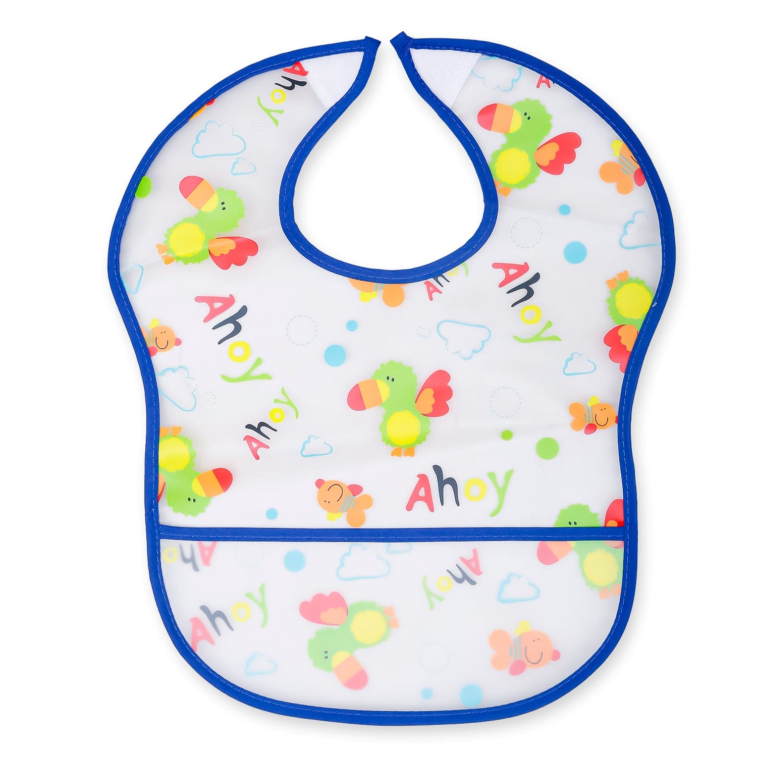 Feeding Bibs Pack Of 2 Crumb Catcher Waterproof Ahoy Pirate Blue - Baby Moo