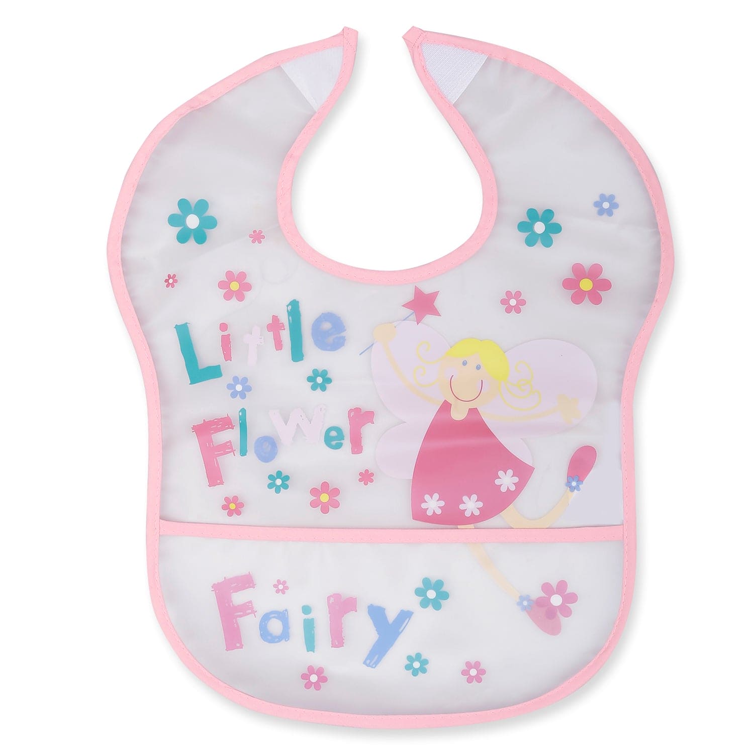 Feeding Bibs Pack Of 2 Crumb Catcher Waterproof Flower Fairy Pink - Baby Moo