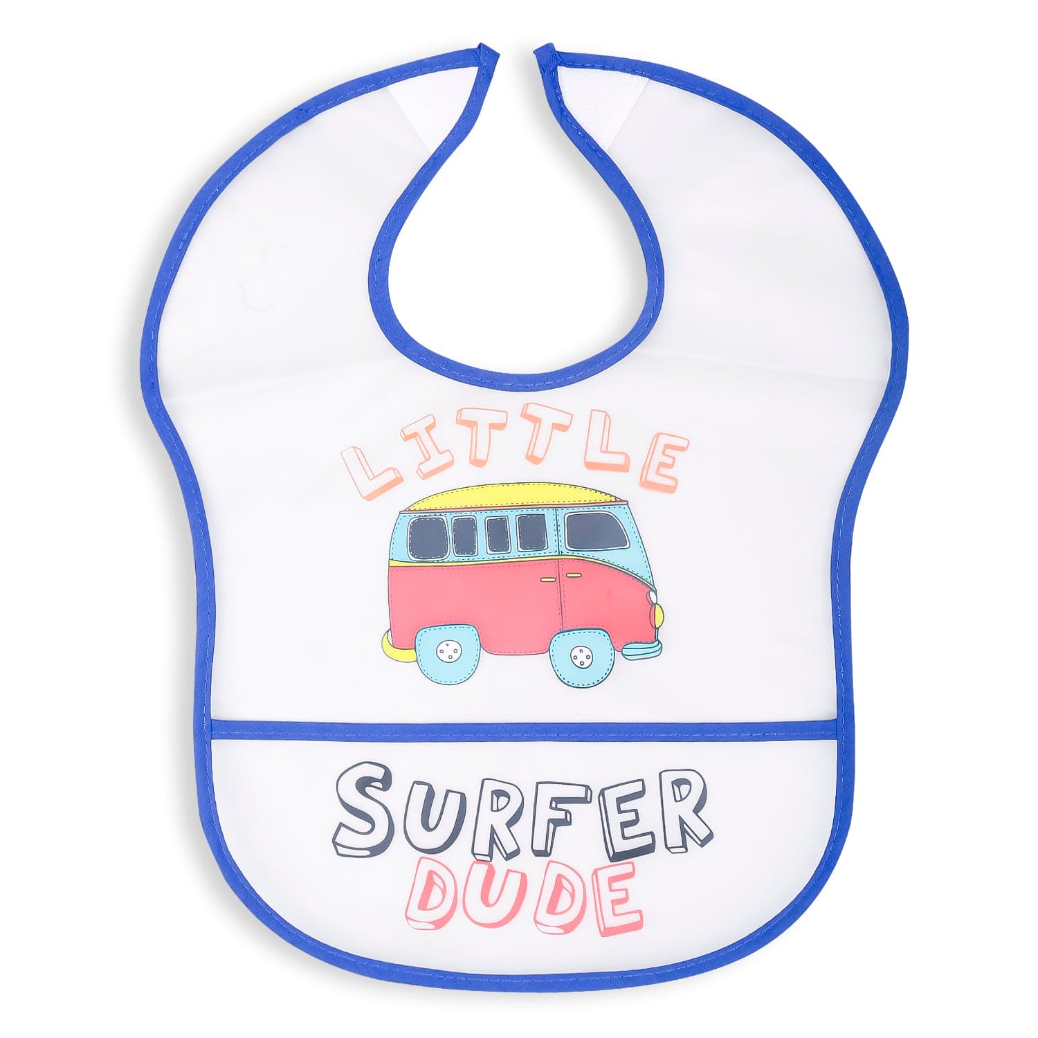 Feeding Bibs Pack Of 2 Crumb Catcher Waterproof Surfer Dude Blue - Baby Moo