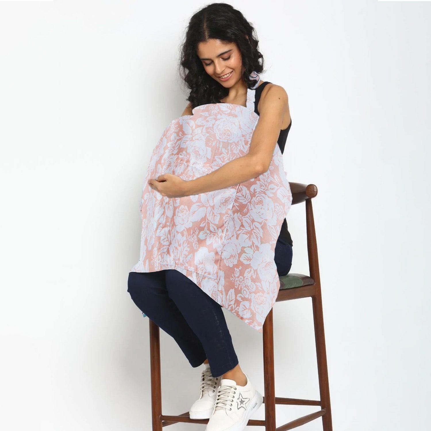 Rosy Cotton Breastfeeding Infant Nursing Cover Peach - Baby Moo
