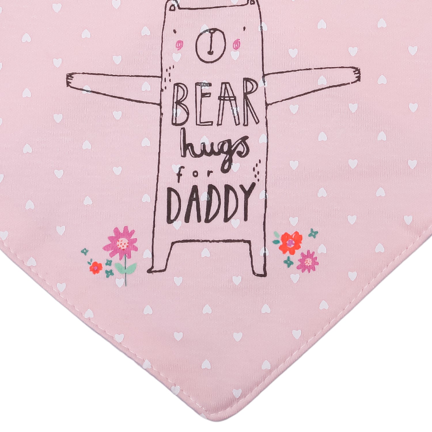 Feeding Bandana Bibs Pack Of 2 Bear Hugs Daddy Pink White - Baby Moo