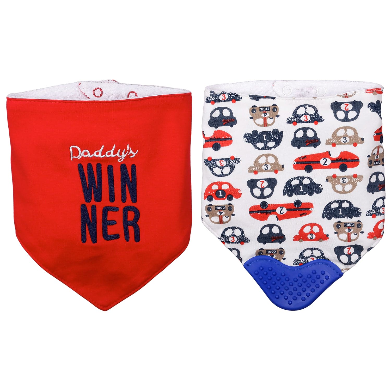 Feeding Bandana Bibs Pack Of 2 Daddy’s Winner Red And Blue - Baby Moo