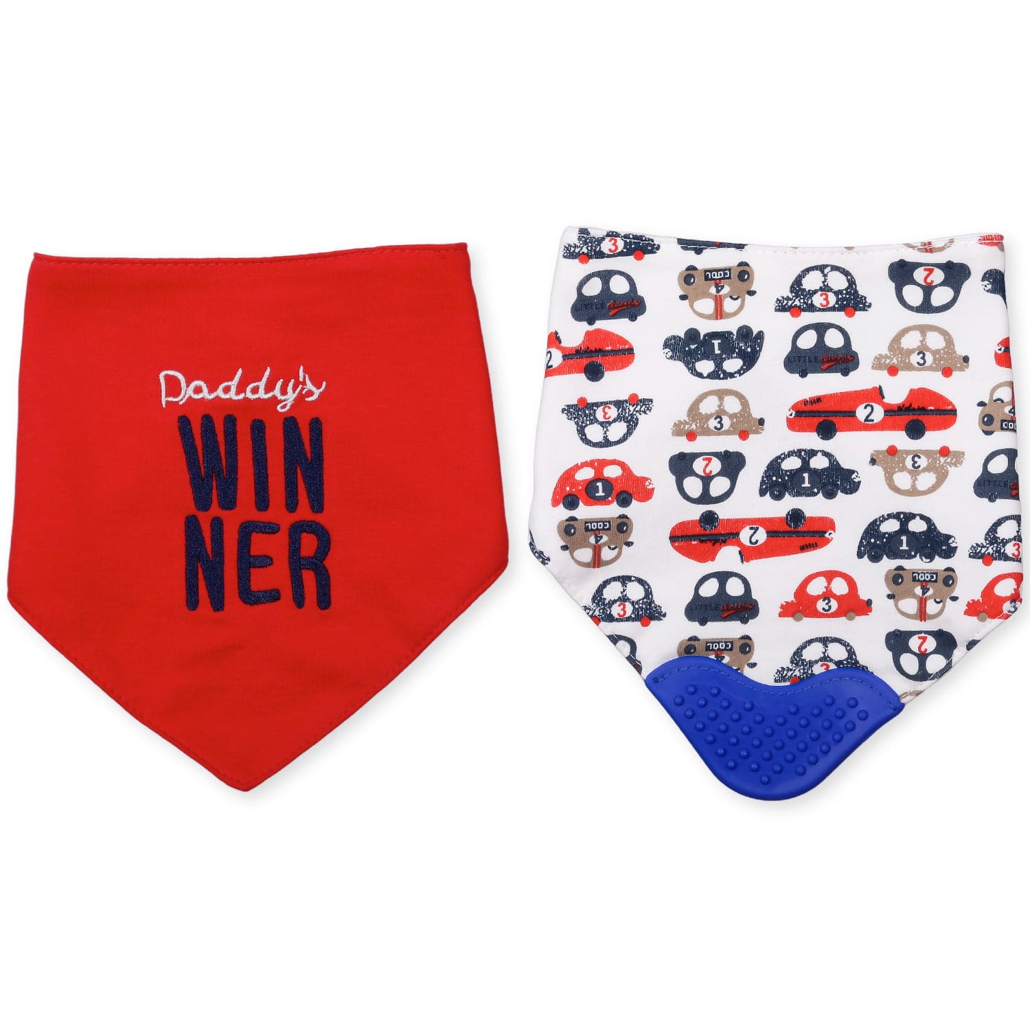 Feeding Bandana Bibs Pack Of 2 Daddy’s Winner Red And Blue - Baby Moo